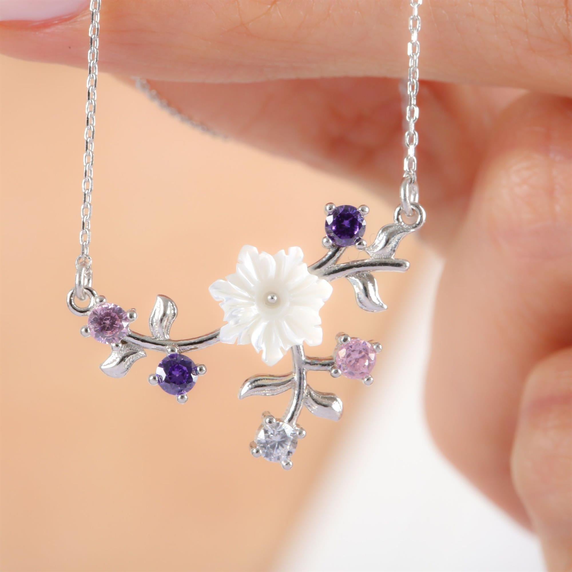 Spring Breeze Magnolia Flower Silver Necklace