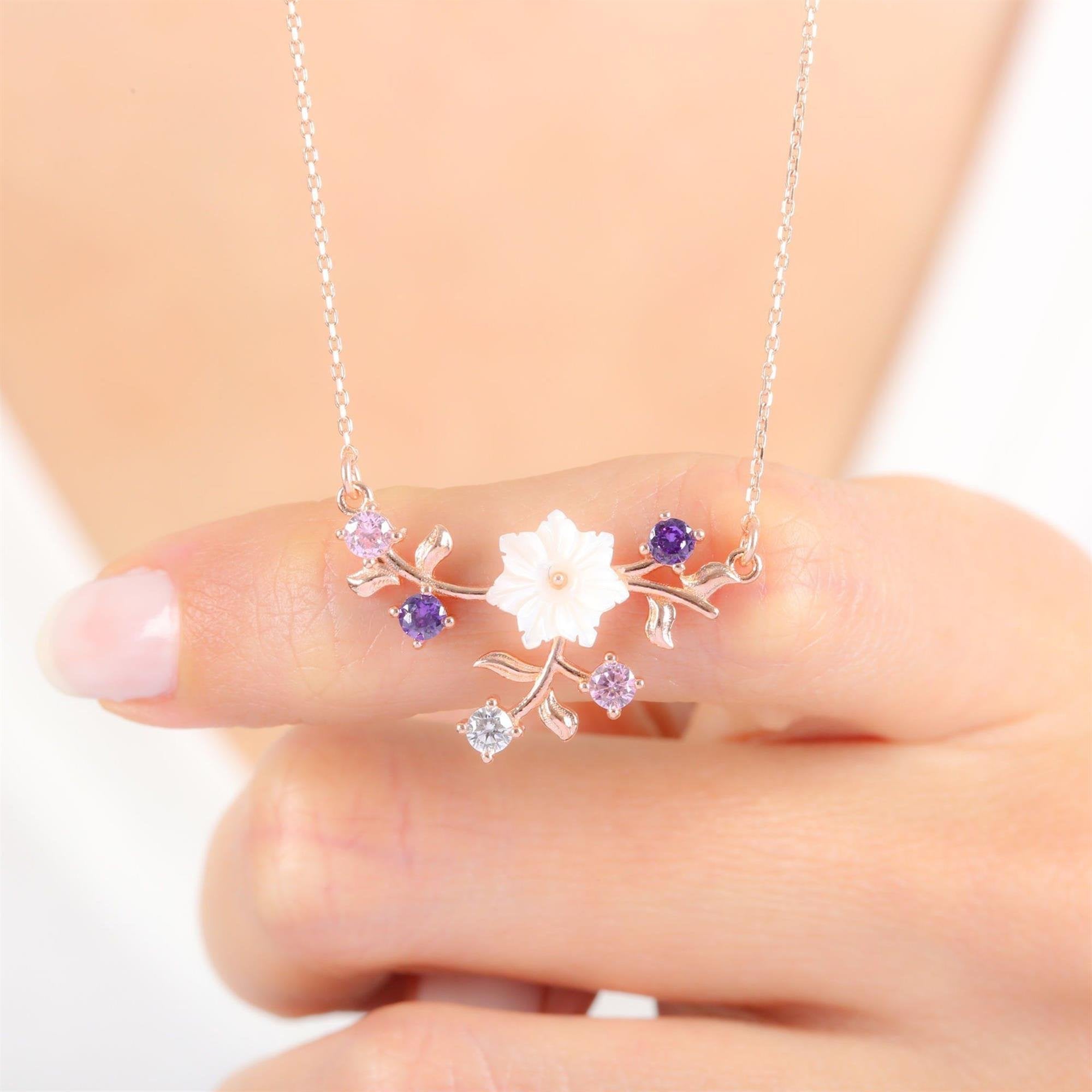 Dainty Spring Breeze Magnolia Flower Rose Gold Necklace