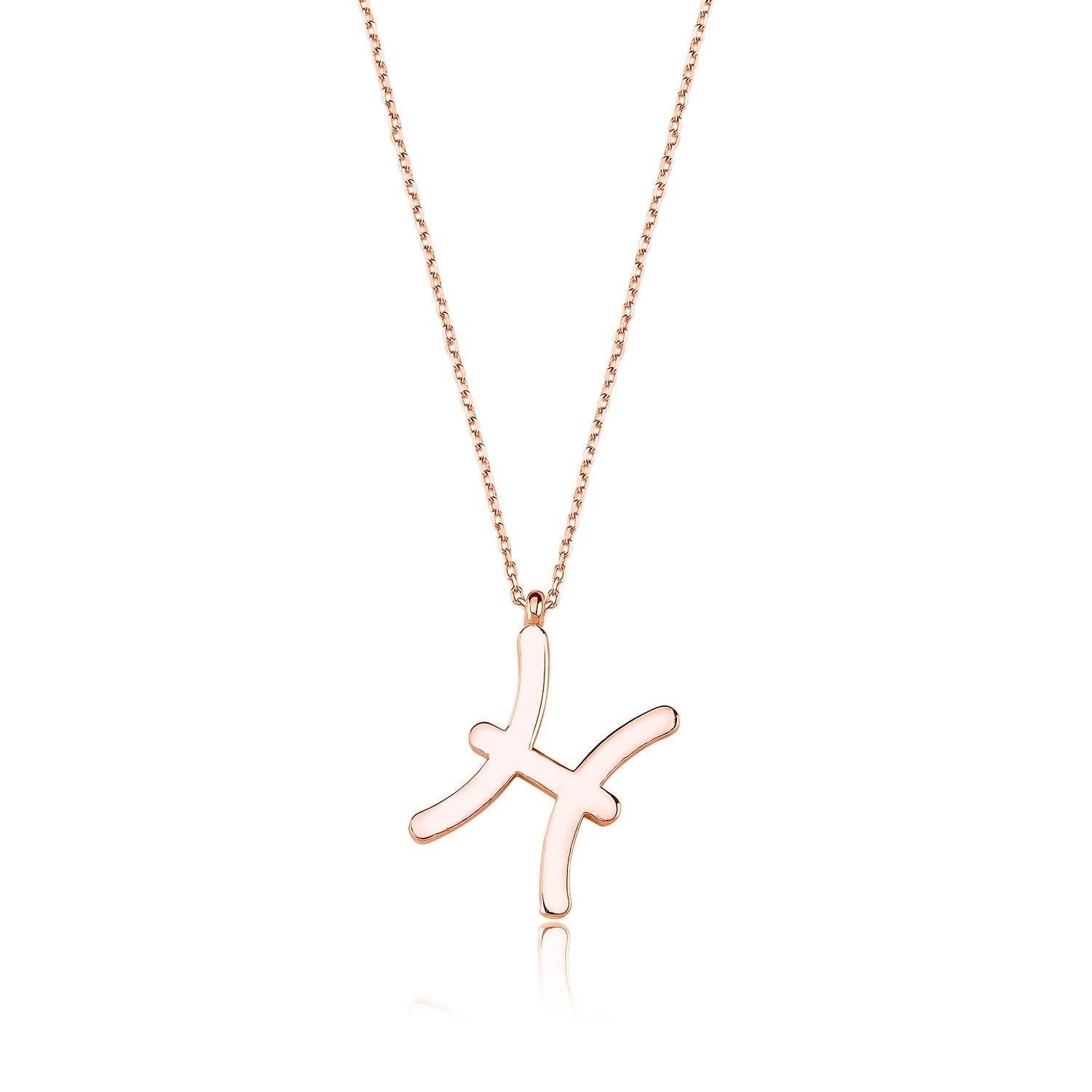 Pisces Zodiac Silver Necklace Gold/Rose Gold