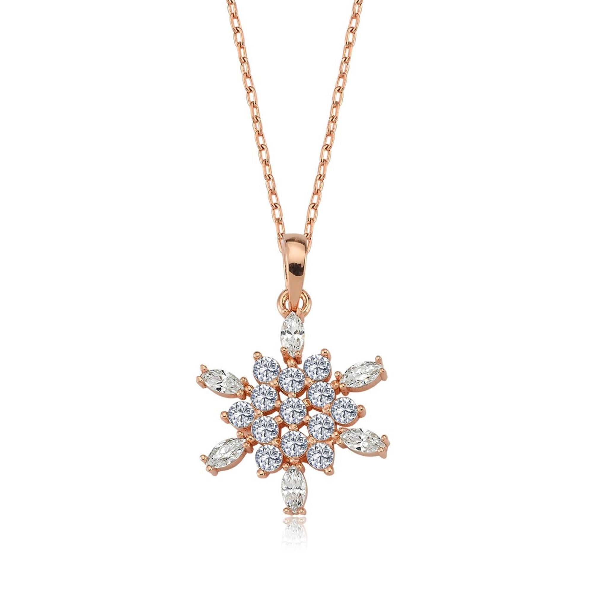 Success Crystal Rose Gold Snowflake Necklace