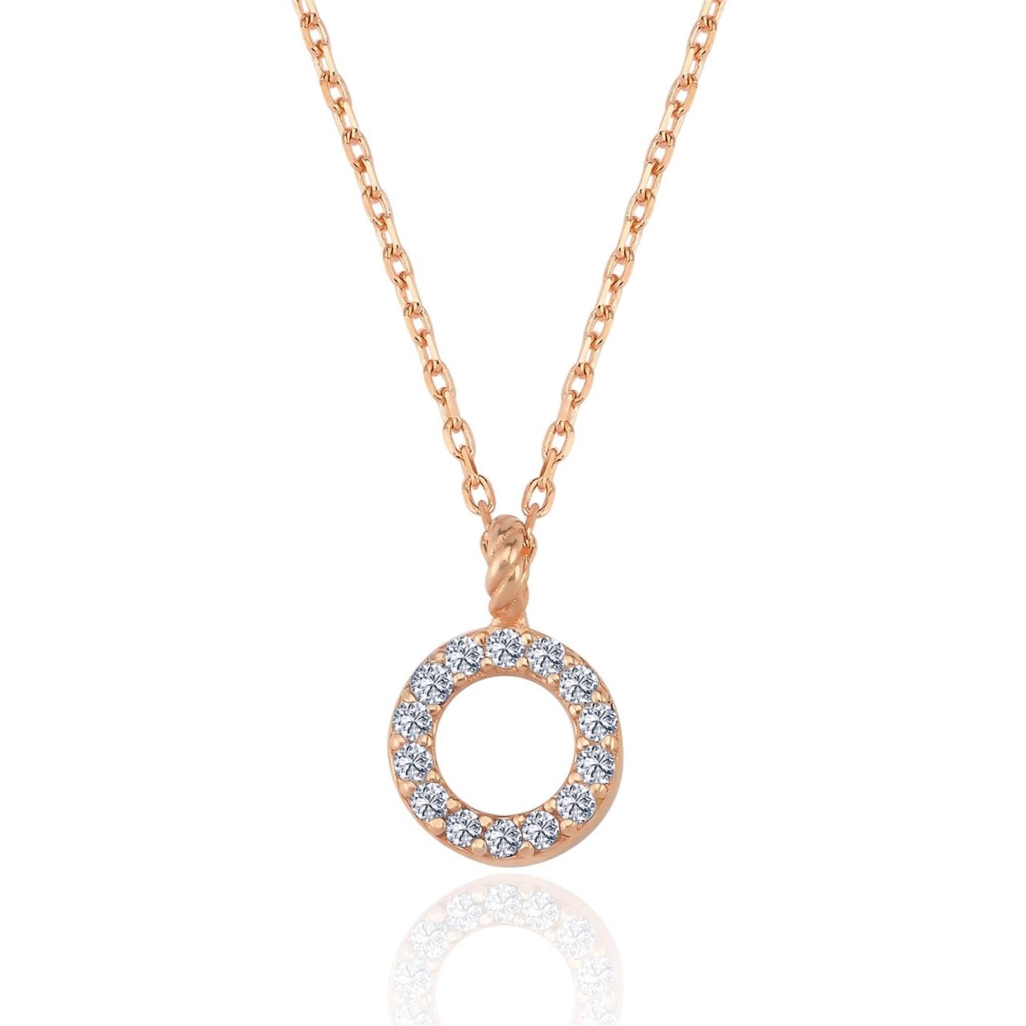 Collar de círculo en oro rosa con circonitas – una joya atemporal para un estilo elegante y sencillo.