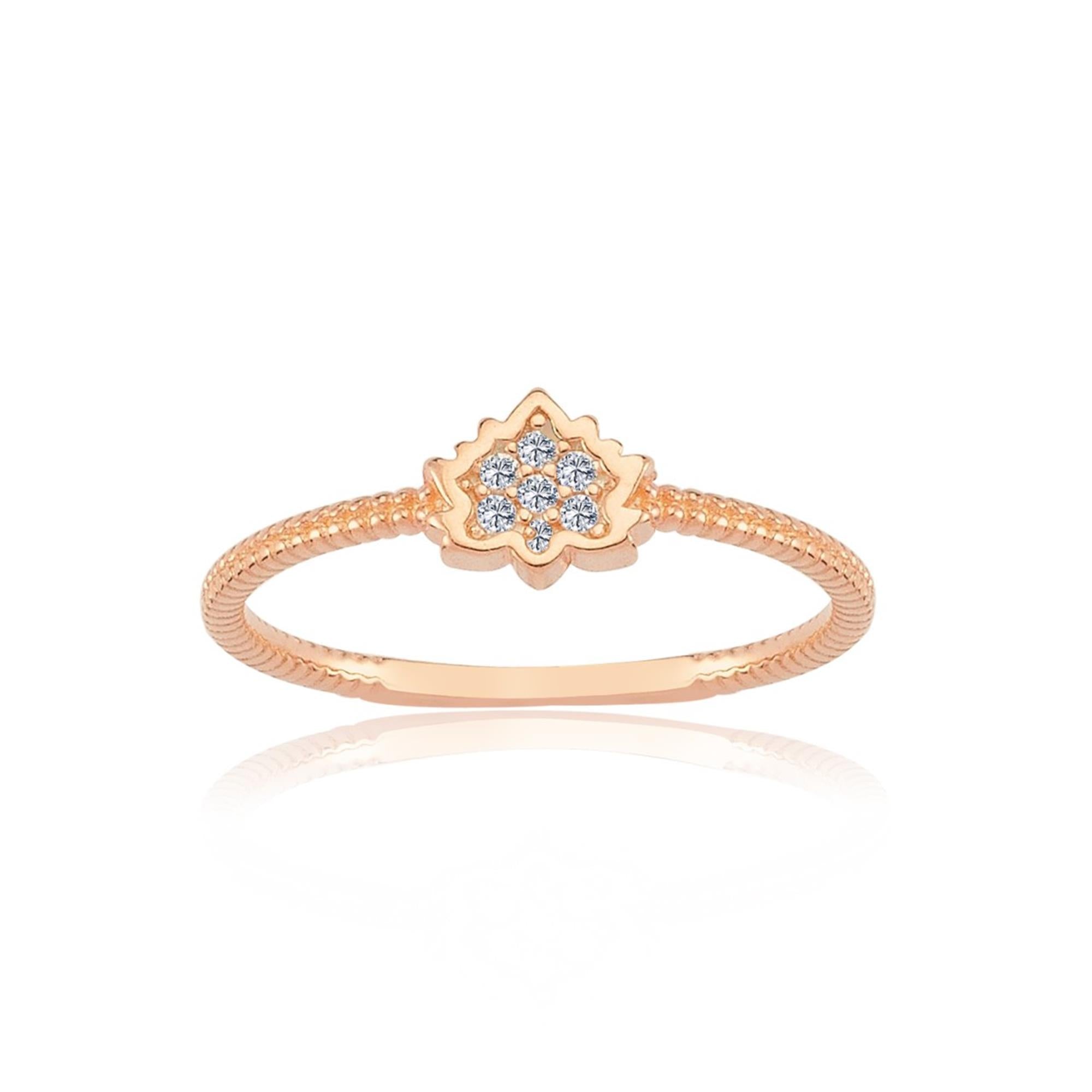 Sparkling Leaf Rose Gold Ring