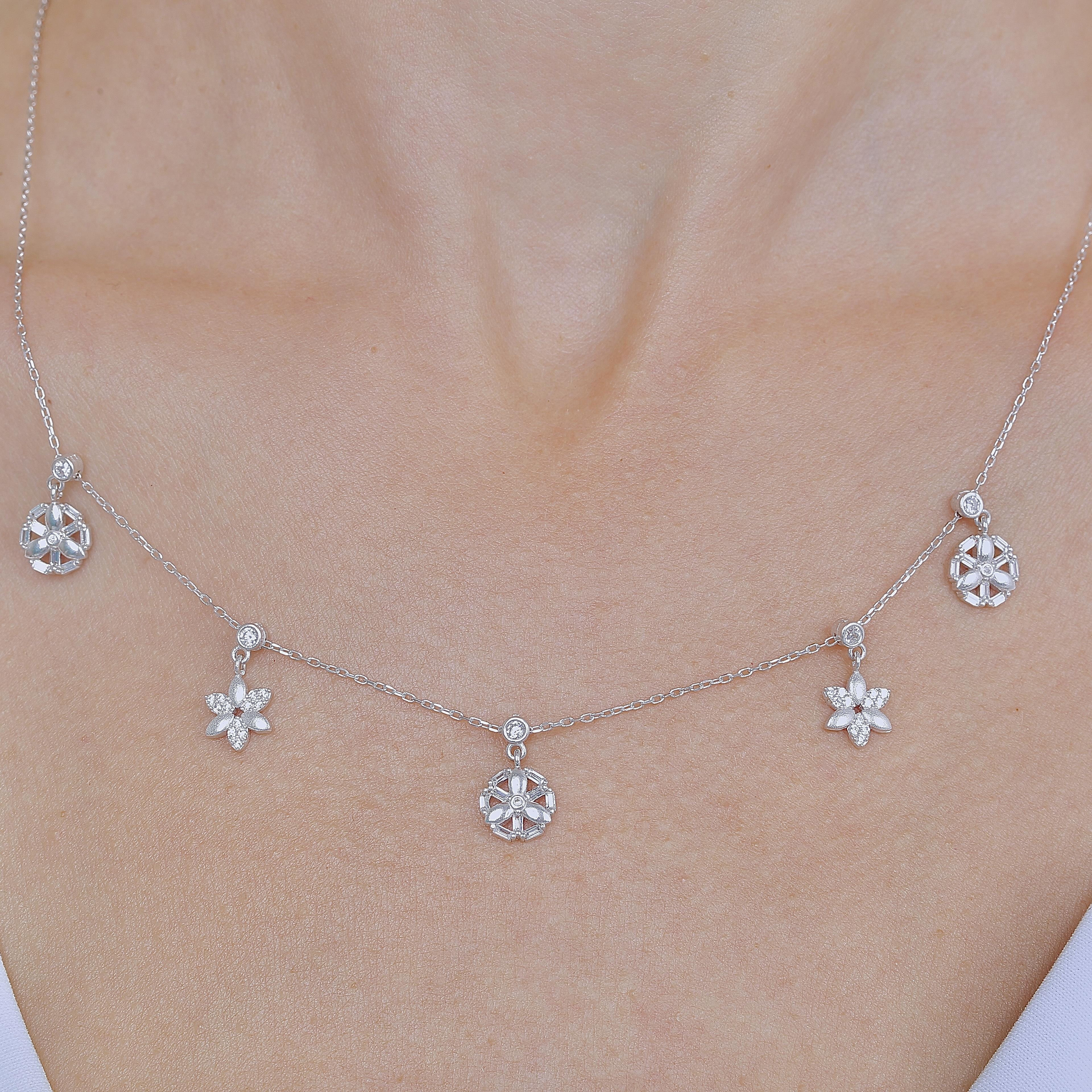Flower Festival Lucky Silver Choker Necklace