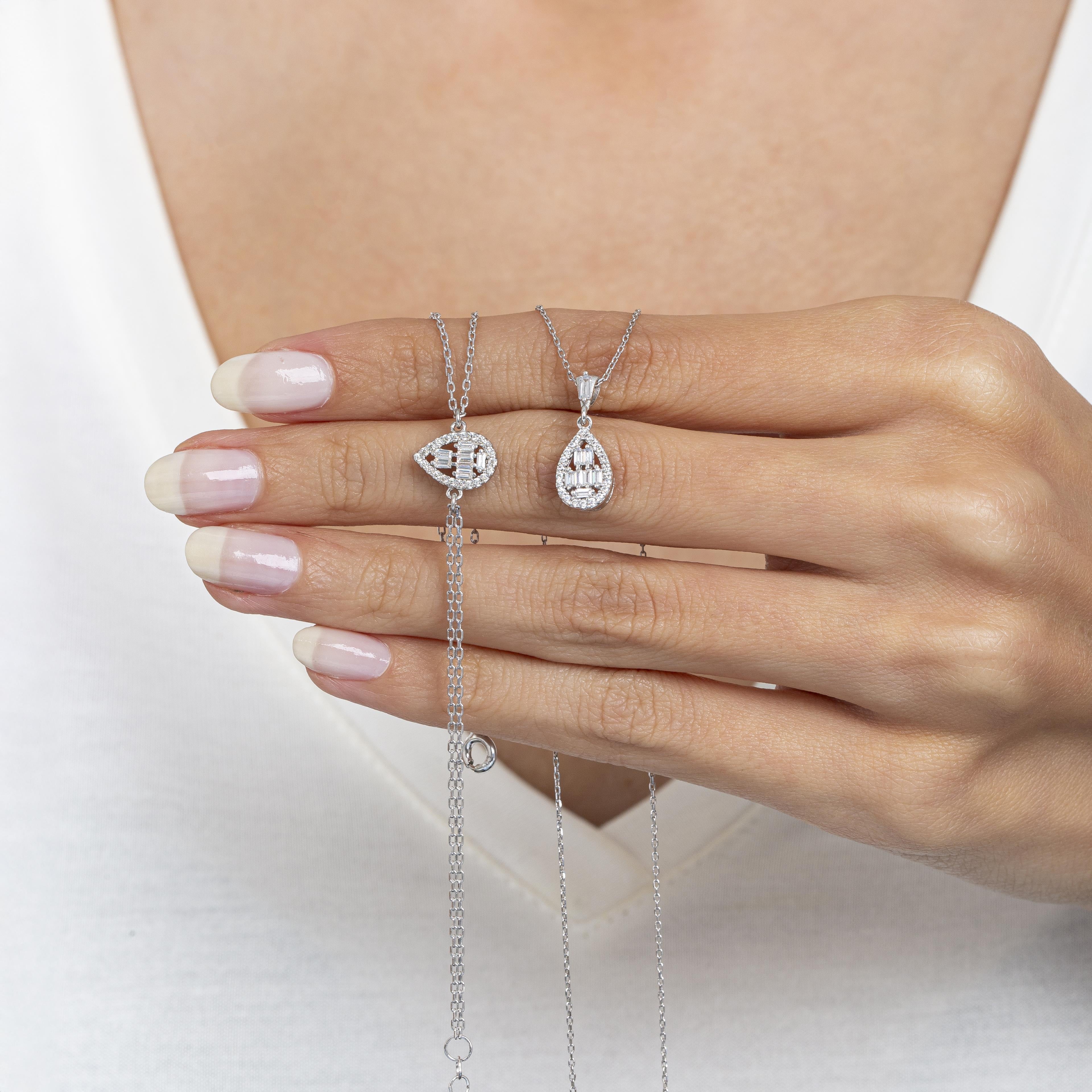 Drop Baguette Silver Duo Set