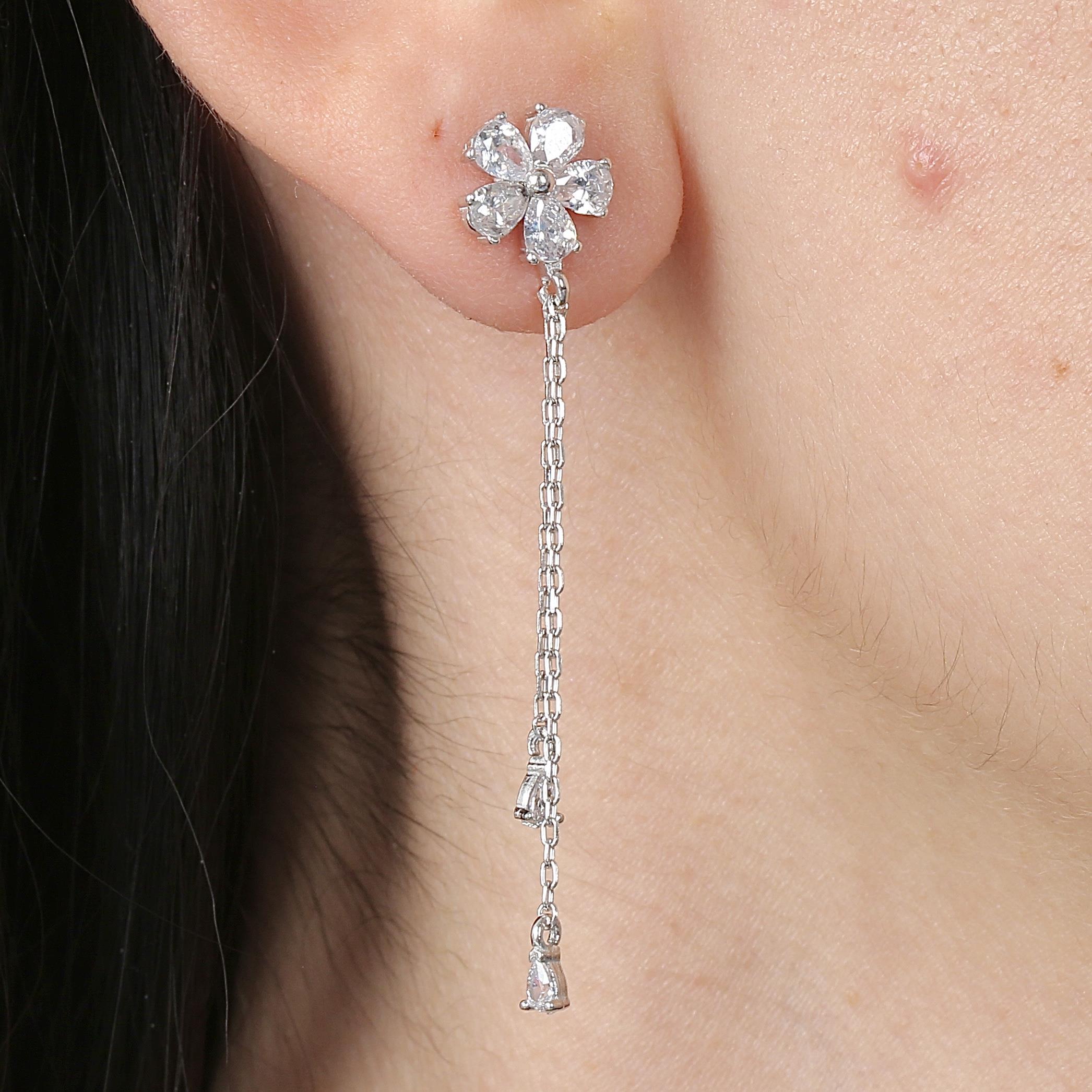 Drop Clover Trend Silver Earrings