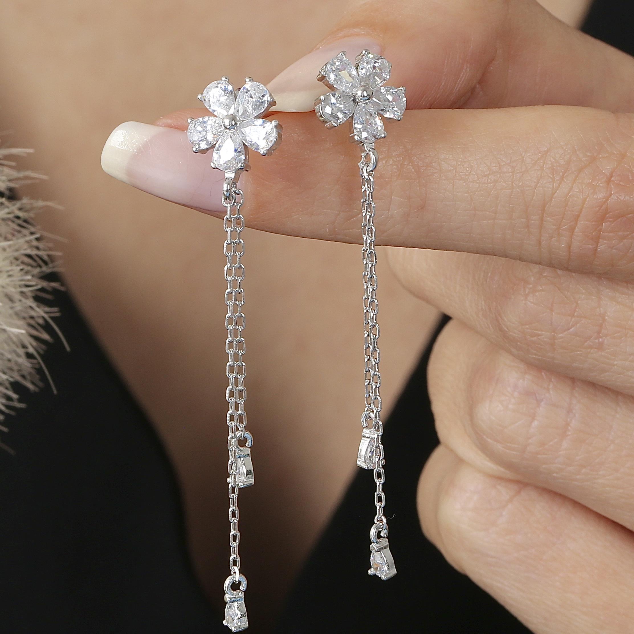 Drop Clover Trend Silver Earrings