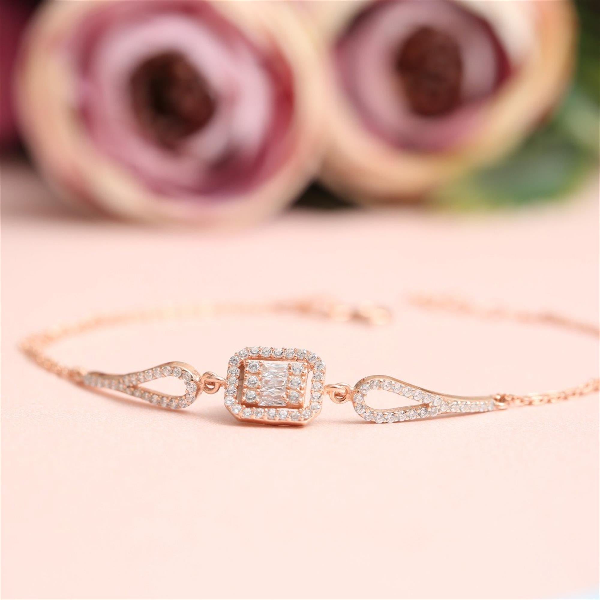 Rectangle Baguette Elegance Silver Bracelet