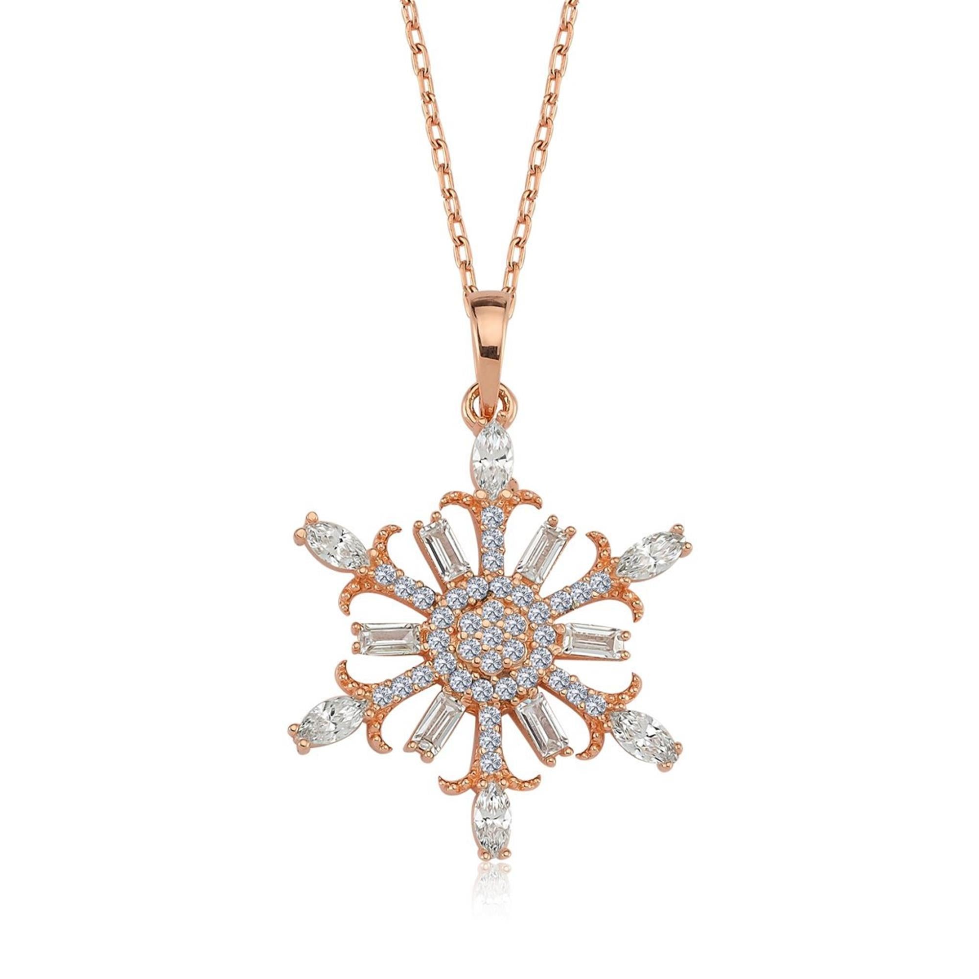 Dreams Crystal Rose Gold Snowflake Necklace