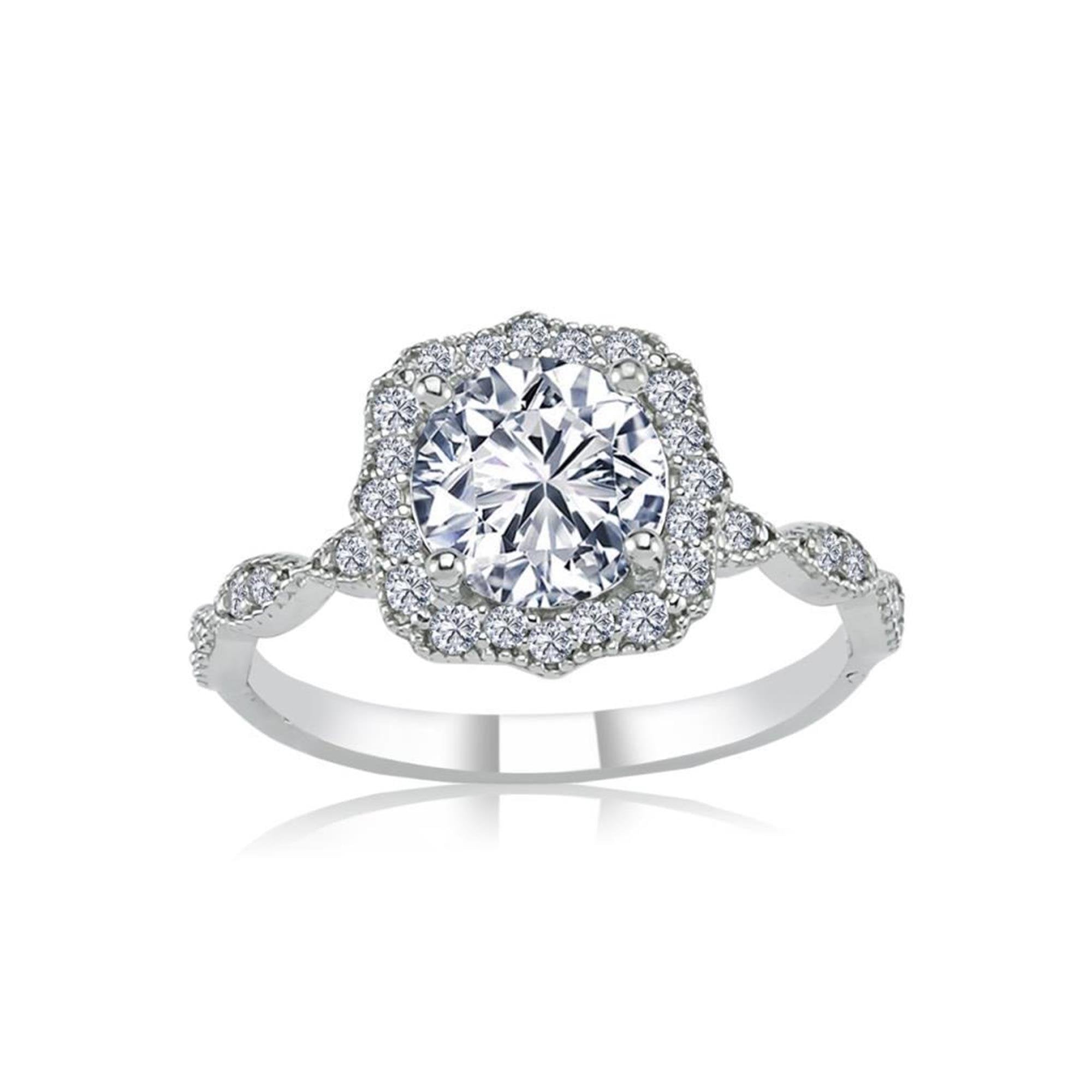 Effective Diamond Solitaire Silver Ring