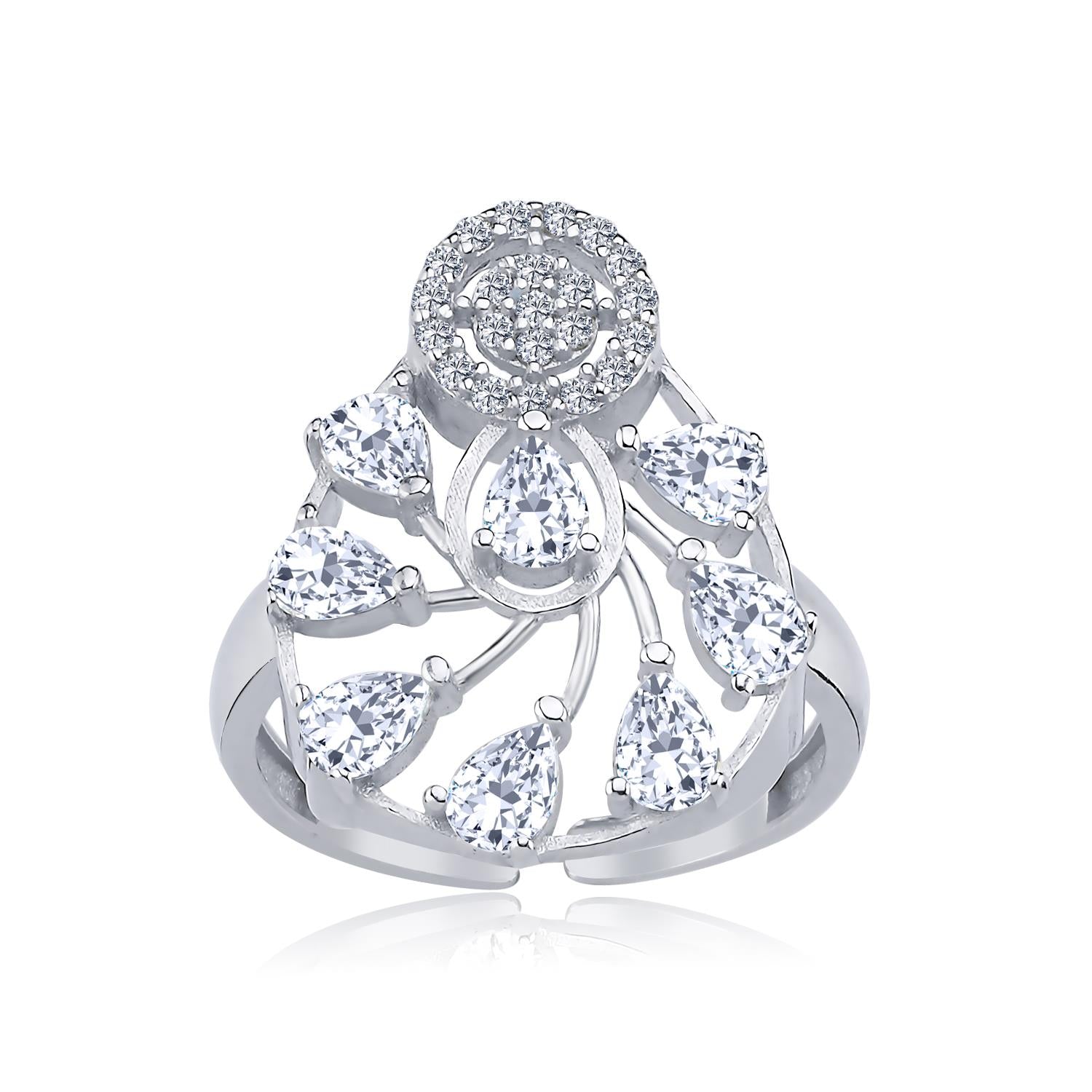 Effective Diamond Sparkling Rain Silver Ring