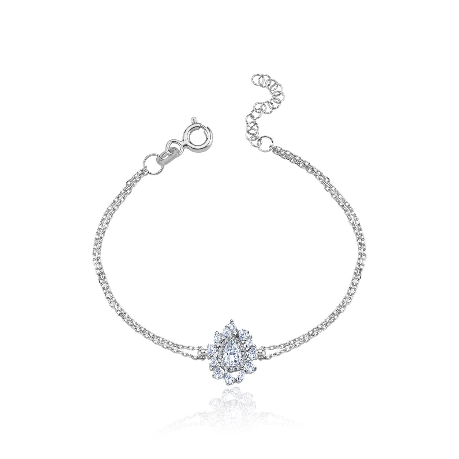 Effective Diamond Rain Drop Silver Bracelet