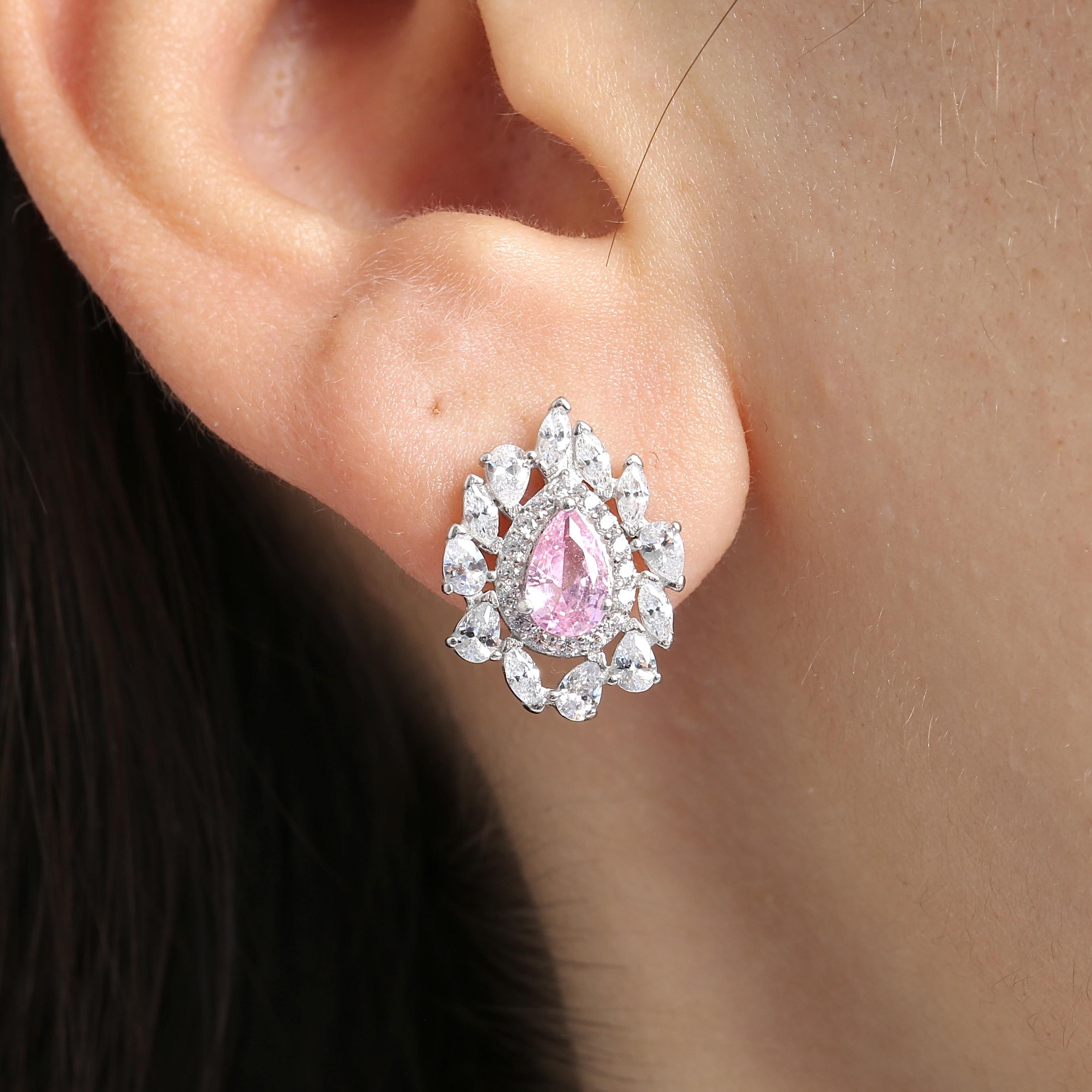 Effective Diamond Istanbul Grandeur Pink Earrings