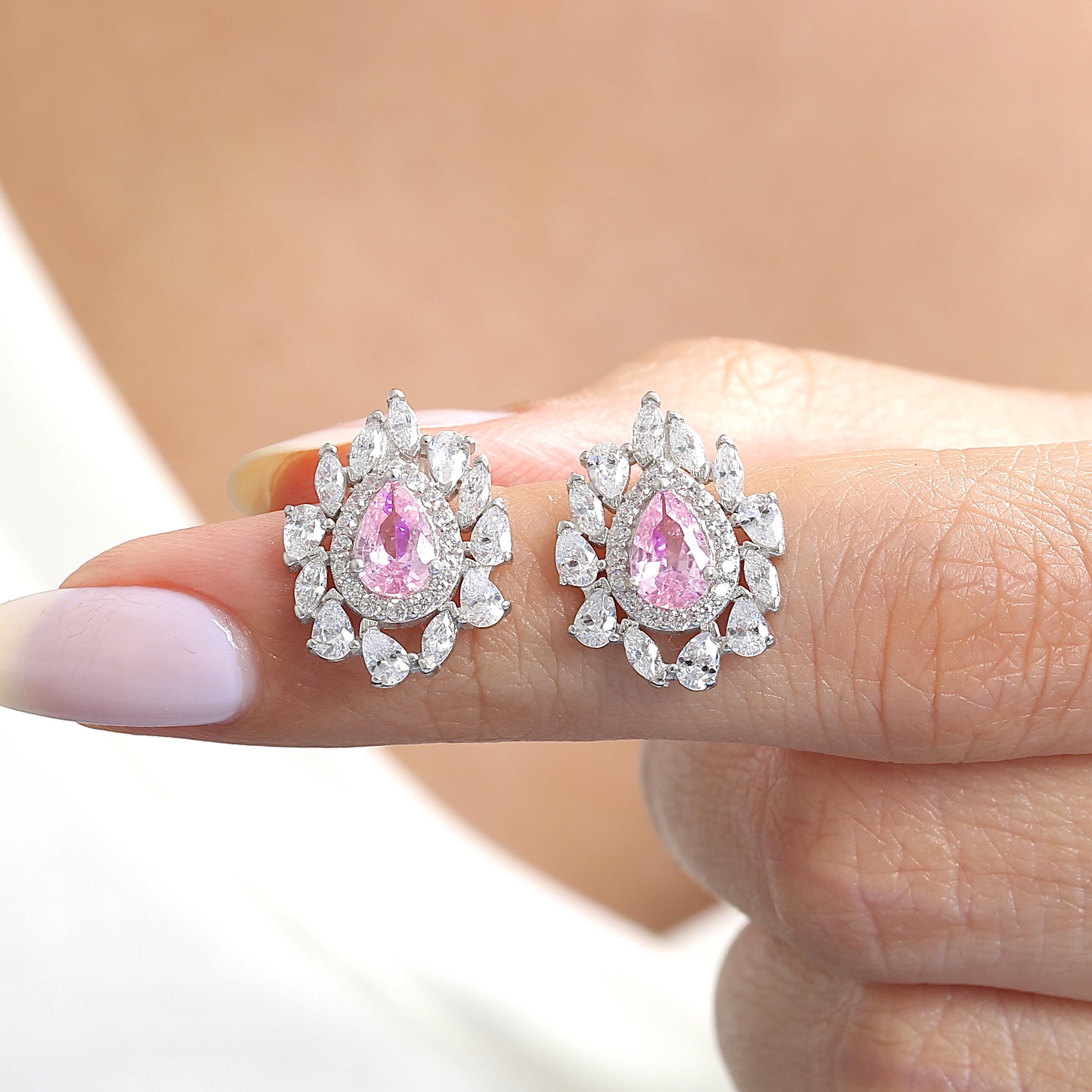 Effective Diamond Istanbul Grandeur Pink Earrings