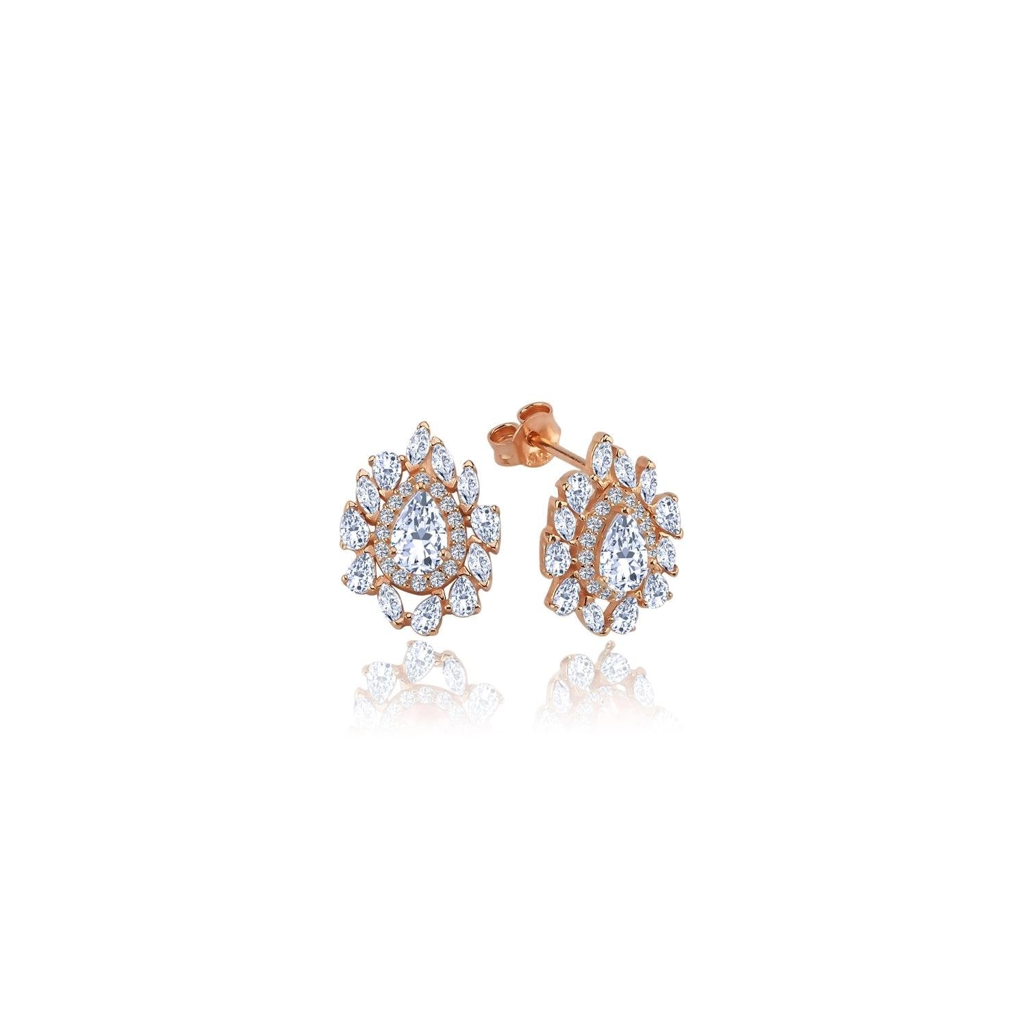 Effective Diamond Istanbul Grandeur Sparkling Rose Earrings