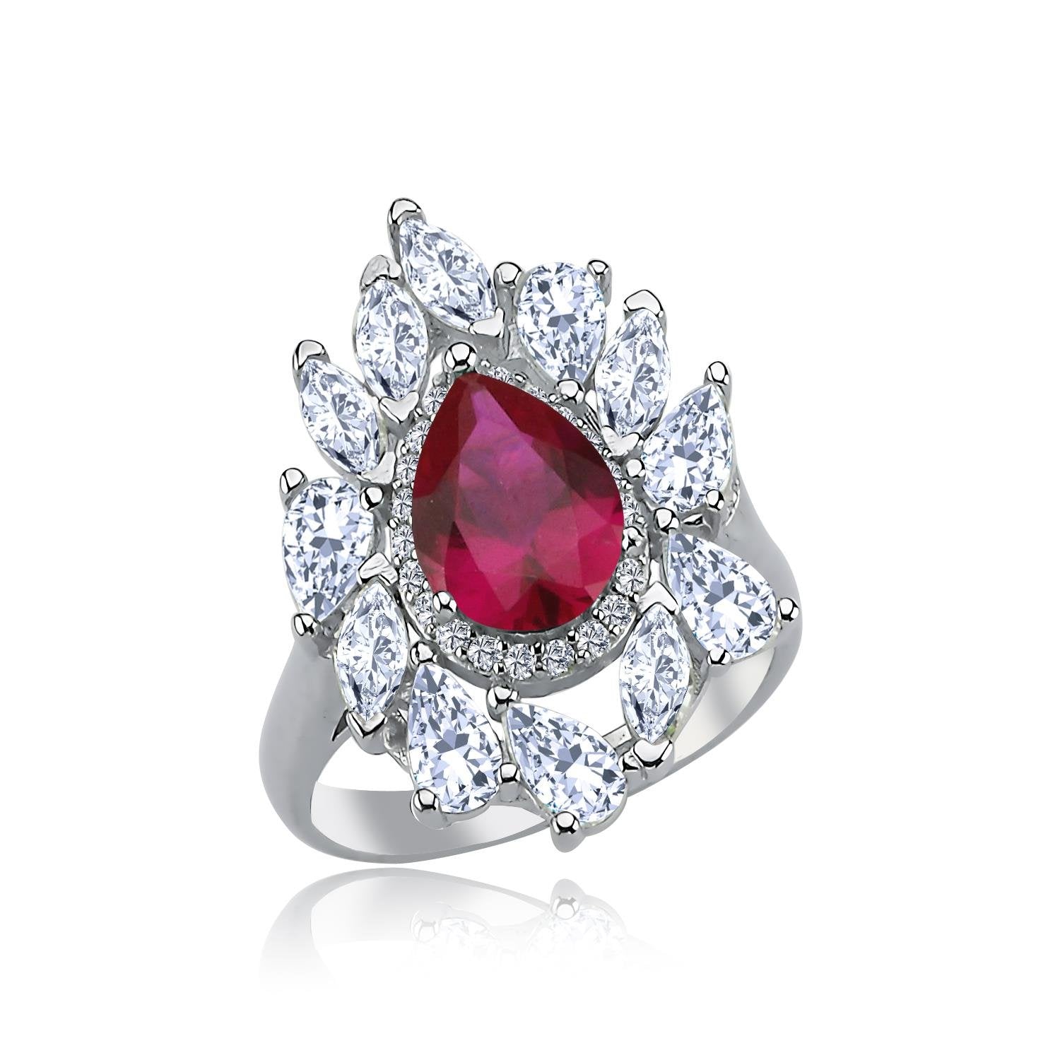 Effective Diamond Istanbul Grandeur Ruby Silver Ring