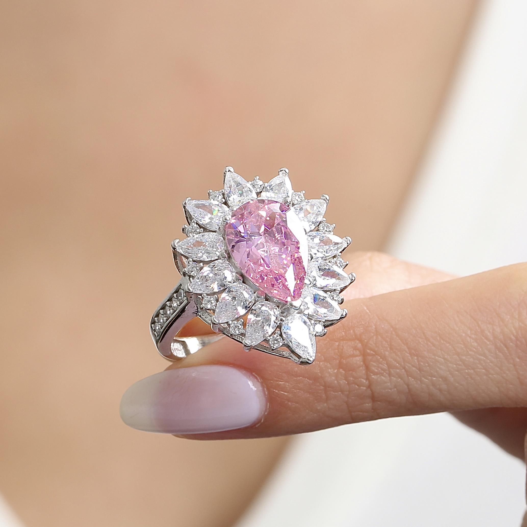 Effective Diamond London Passion Pink Stone Silver Ring