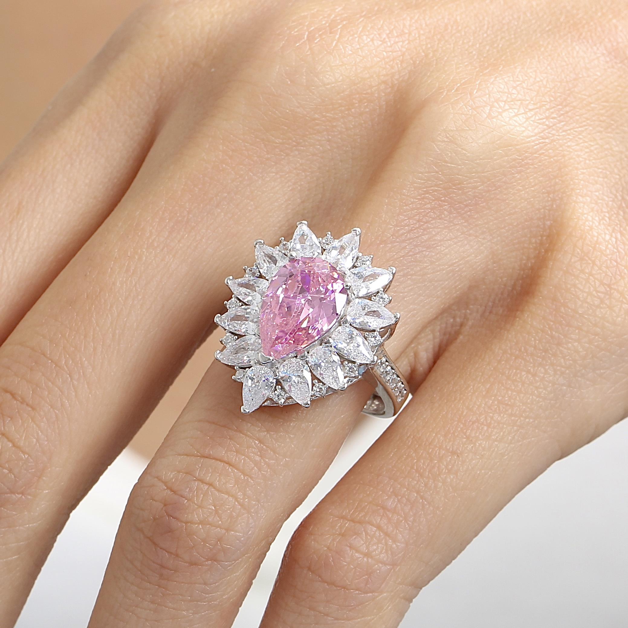 Effective Diamond London Passion Pink Stone Silver Ring