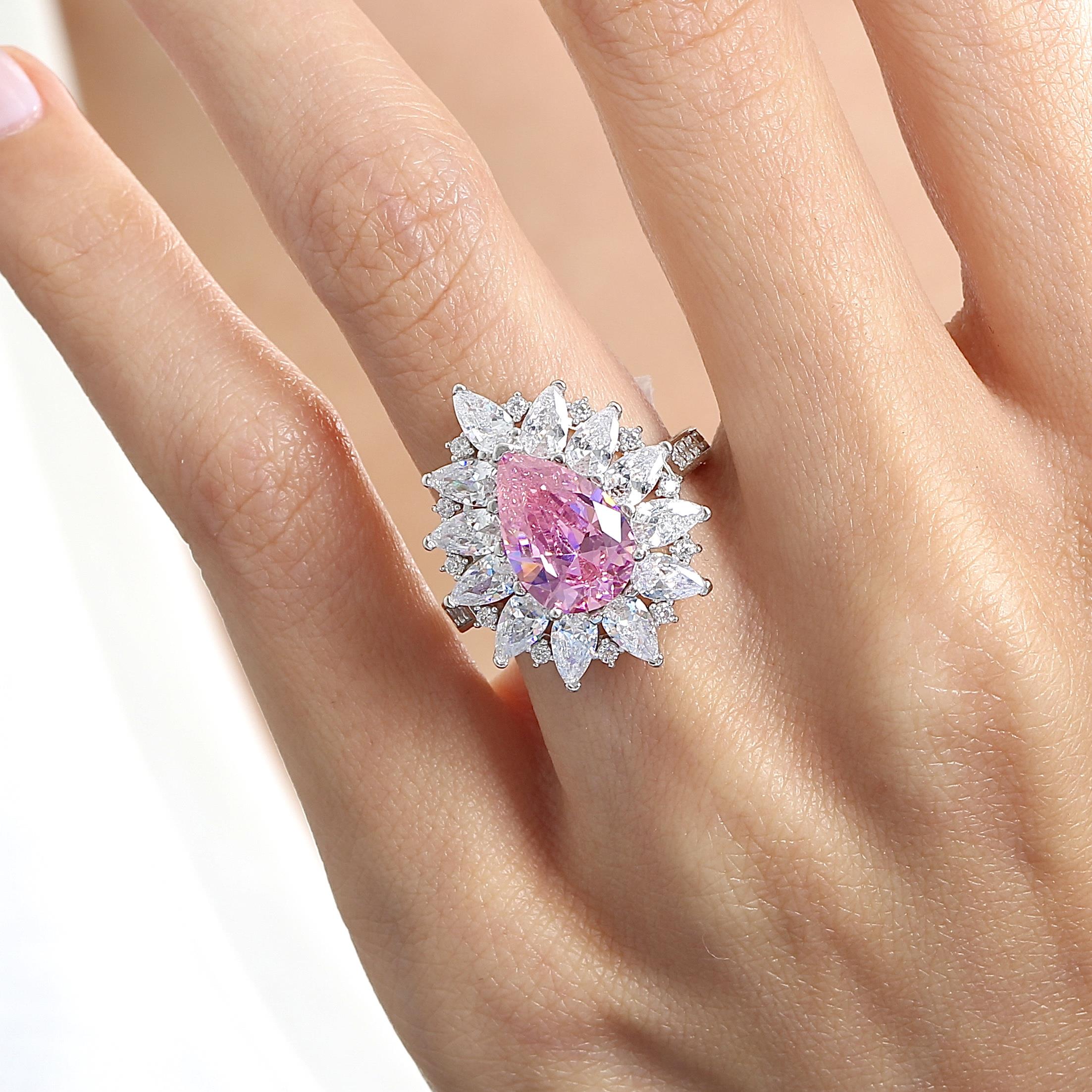 Effective Diamond London Passion Pink Stone Silver Ring