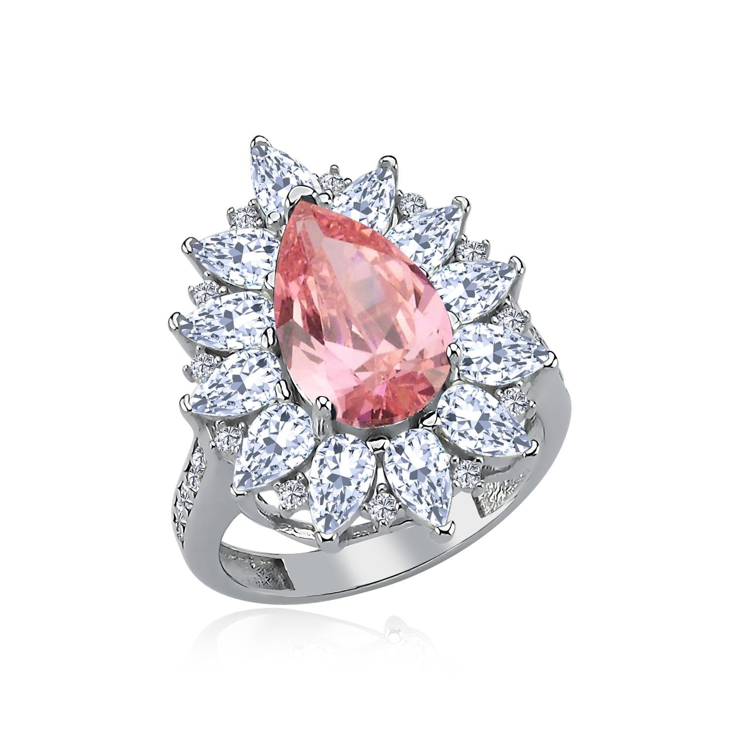 Effective Diamond London Passion Pink Stone Silver Ring