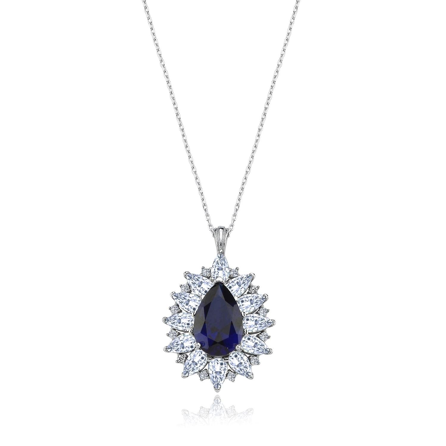Effective Diamond London Passion Sapphire Silver Necklace