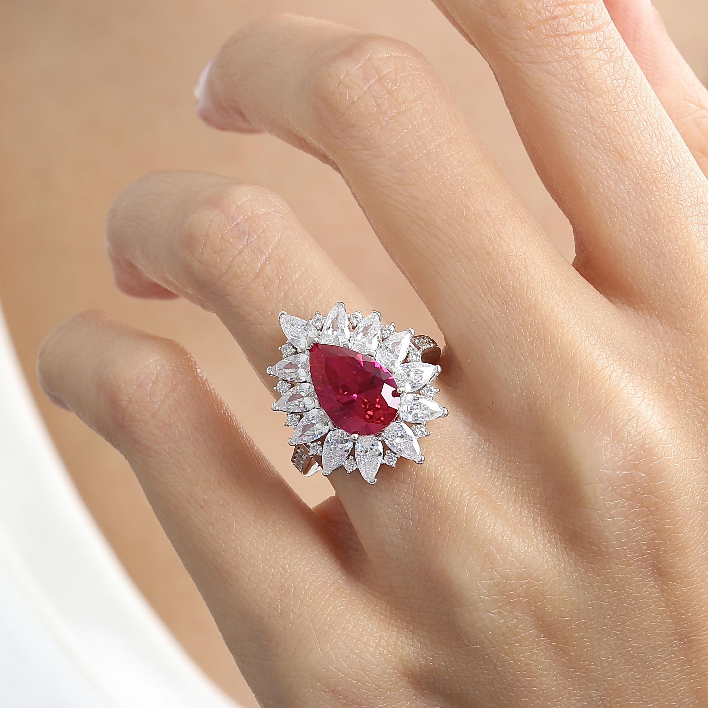 Effective Diamond London Passion Ruby Silver Ring