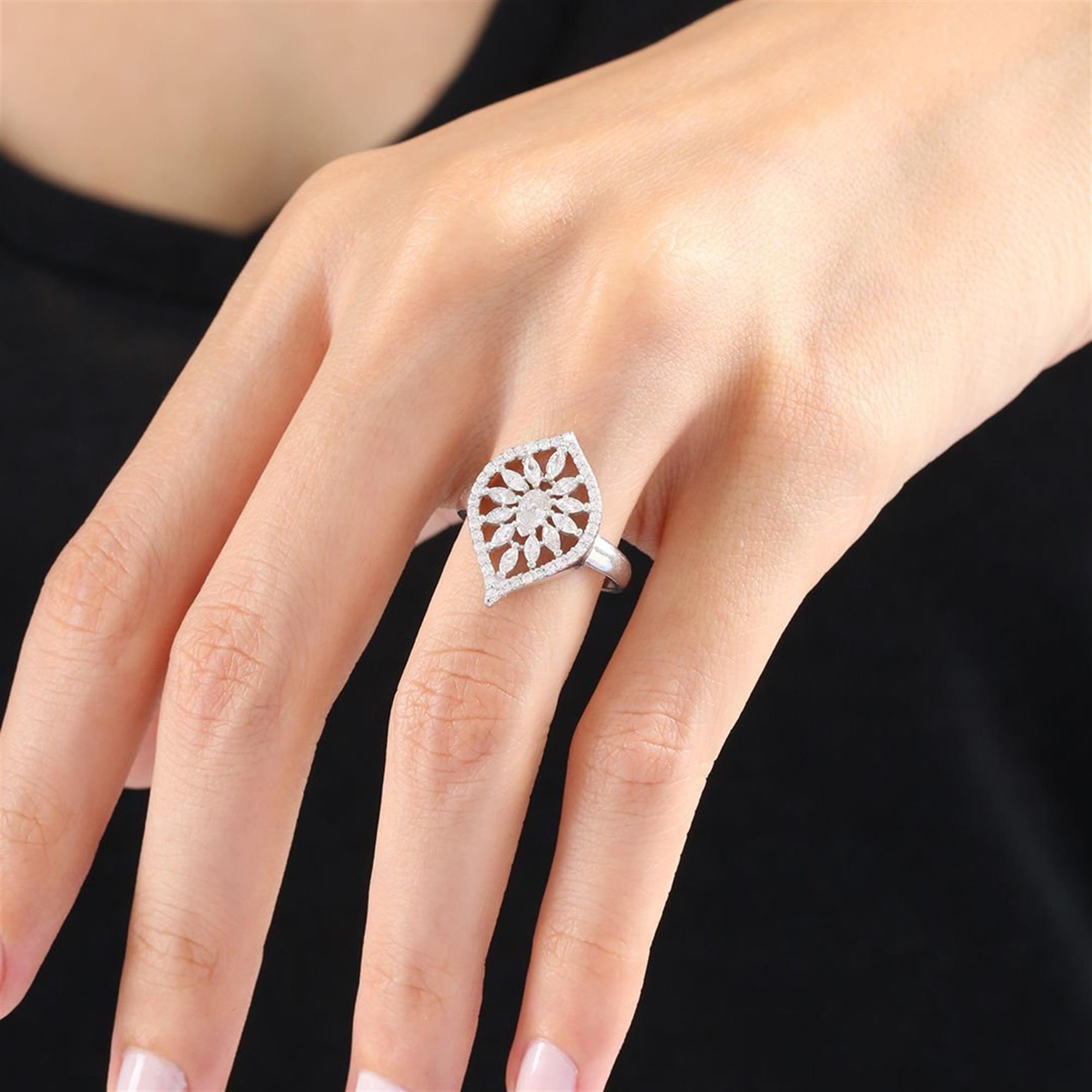 Effective Diamond Marquise Dream Silver Ring