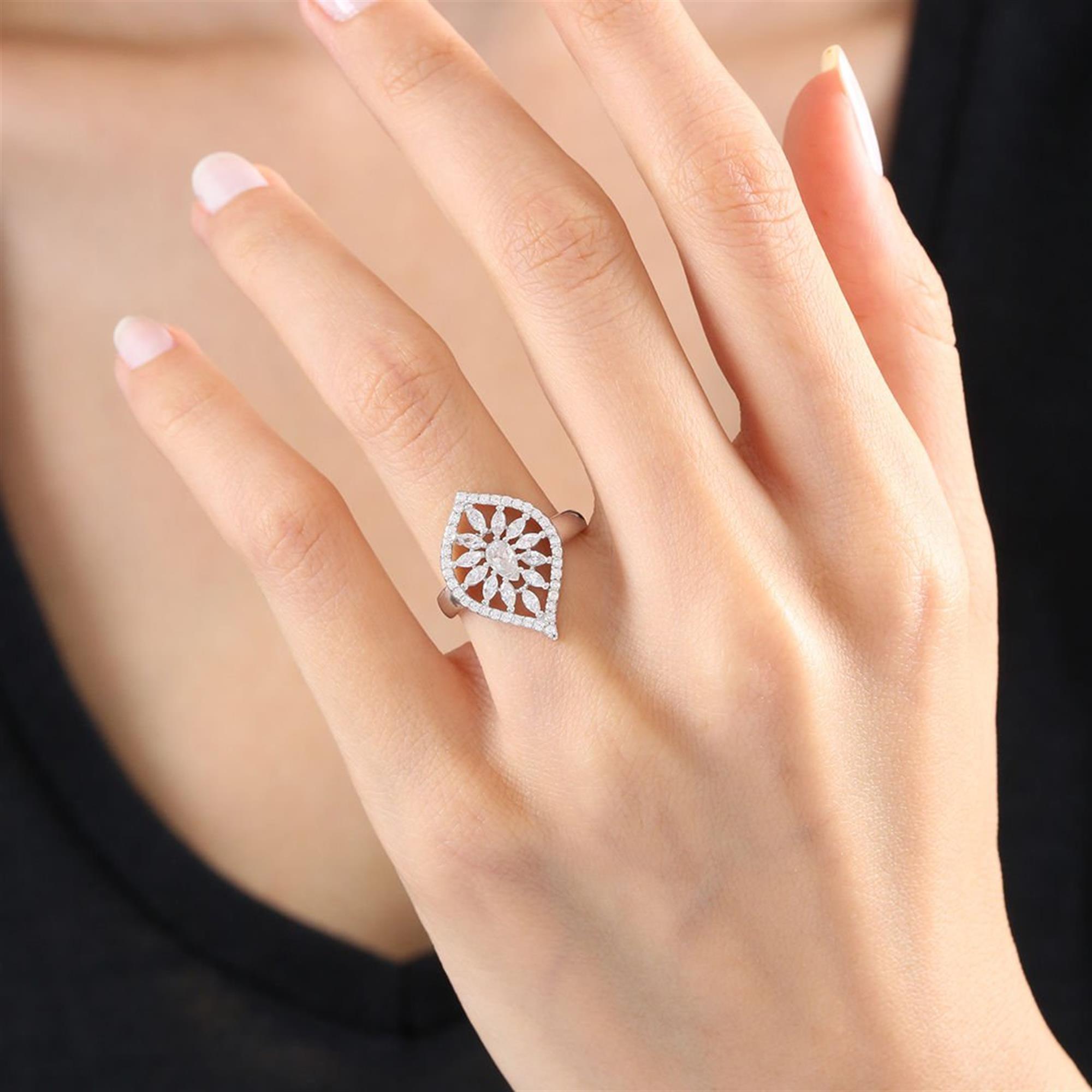 Effective Diamond Marquise Dream Silver Ring