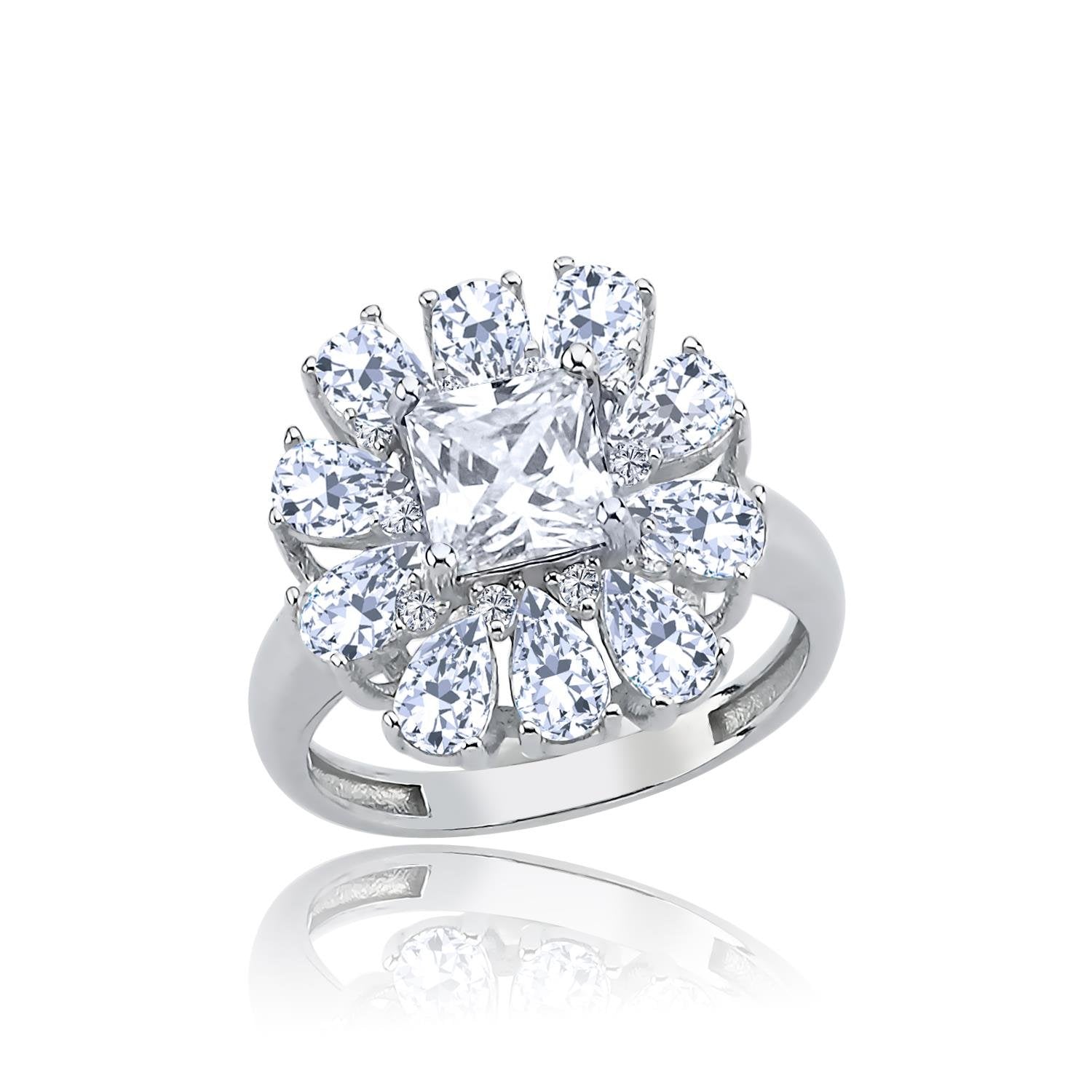 Effective Diamond Milano Dream White Stone Silver Ring