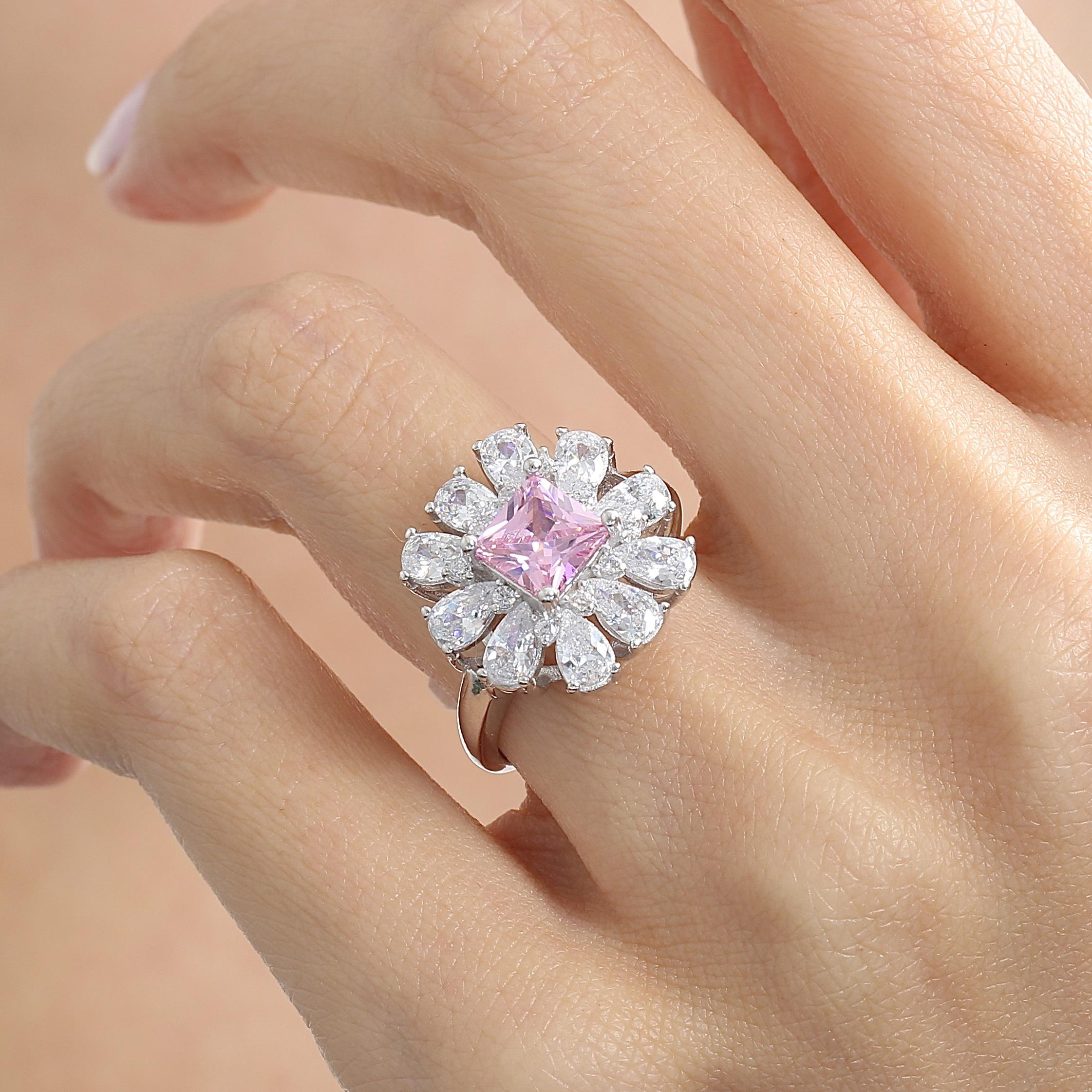 Effective Diamond Milano Dream Pink Stone Silver Ring