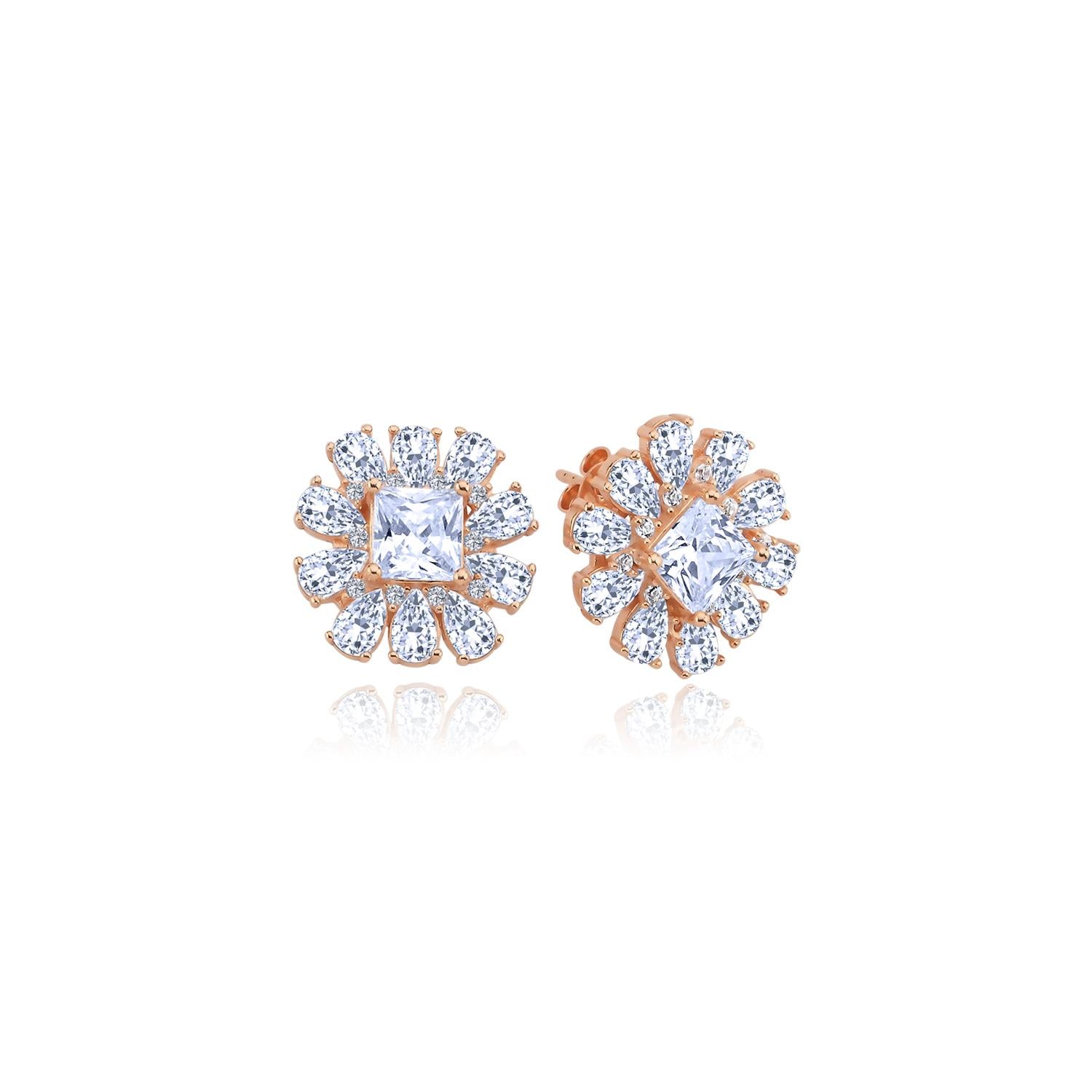 Effective Diamond Milano Dream White Stone Rose Gold Earrings