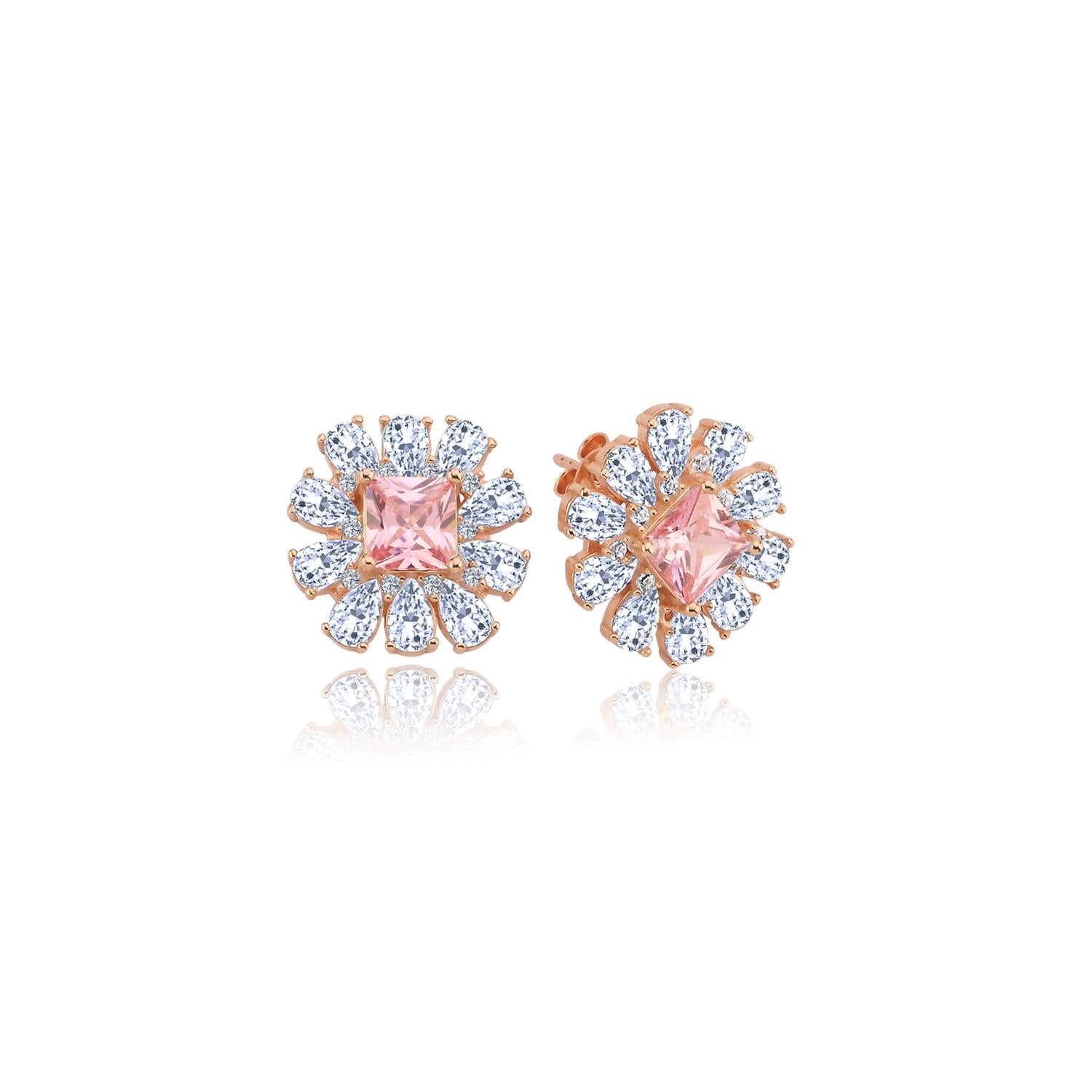 Effective Diamond Milano Dream Pink Stone Rose Gold Earrings