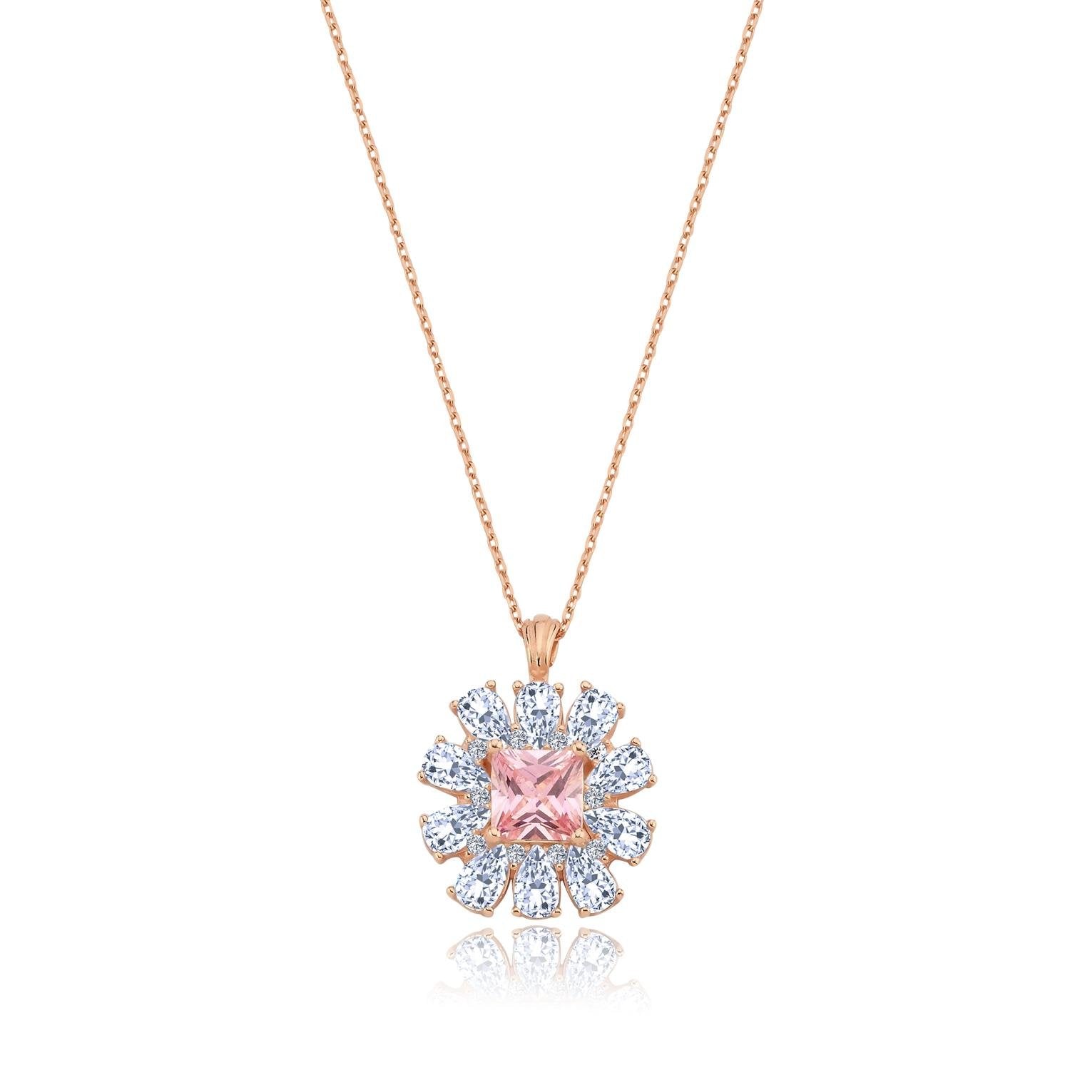 Effective Diamond Milano Dream Pink Stone Rose Gold Necklace