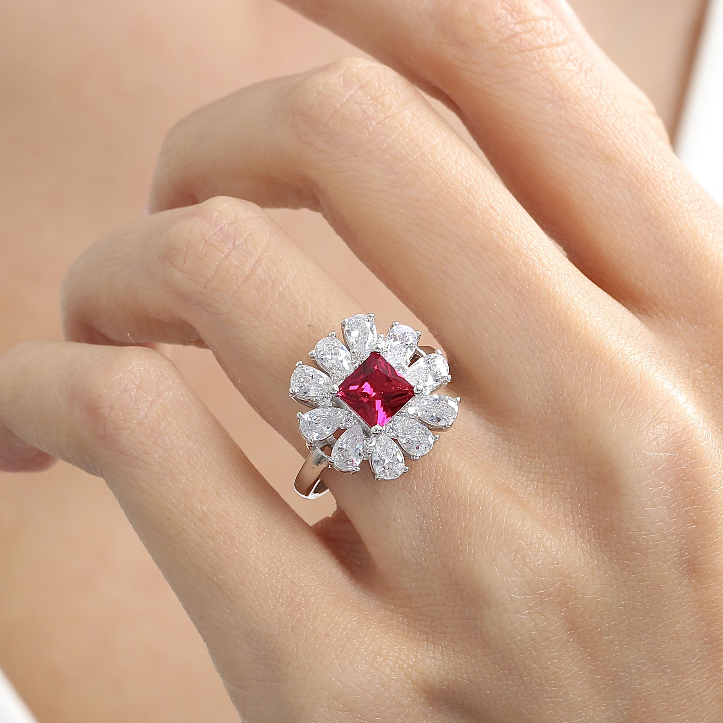 Effective Diamond Milano Dream Ruby Stone Silver Ring