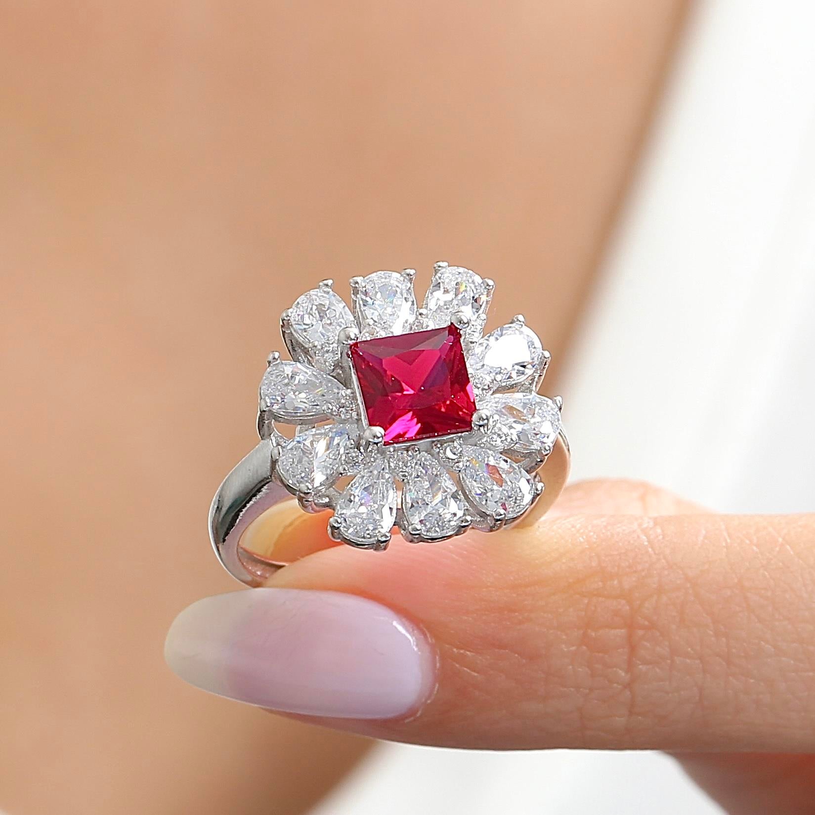 Effective Diamond Milano Dream Ruby Stone Silver Ring