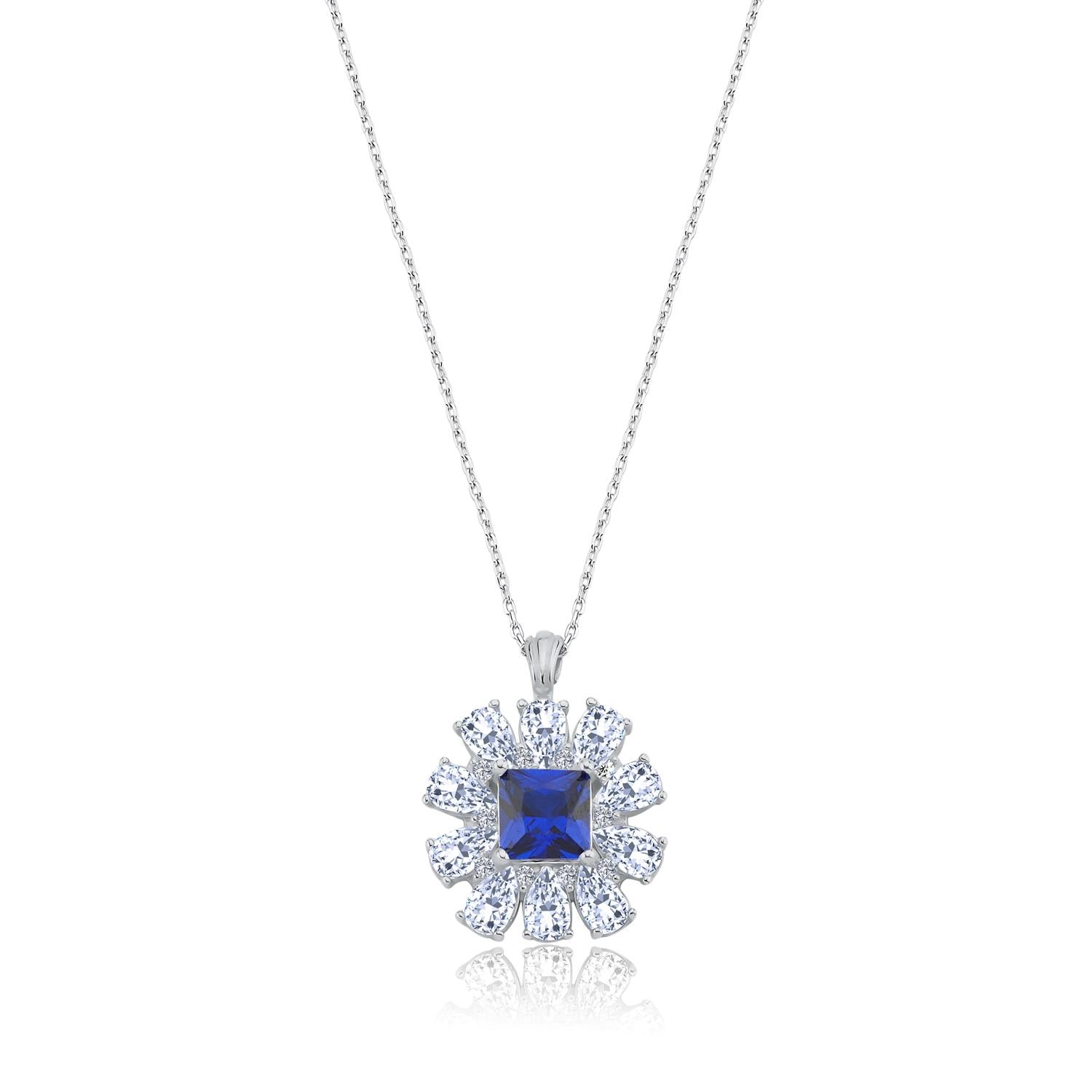 Effective Diamond Milano Dream Sapphire Stone Silver Necklace