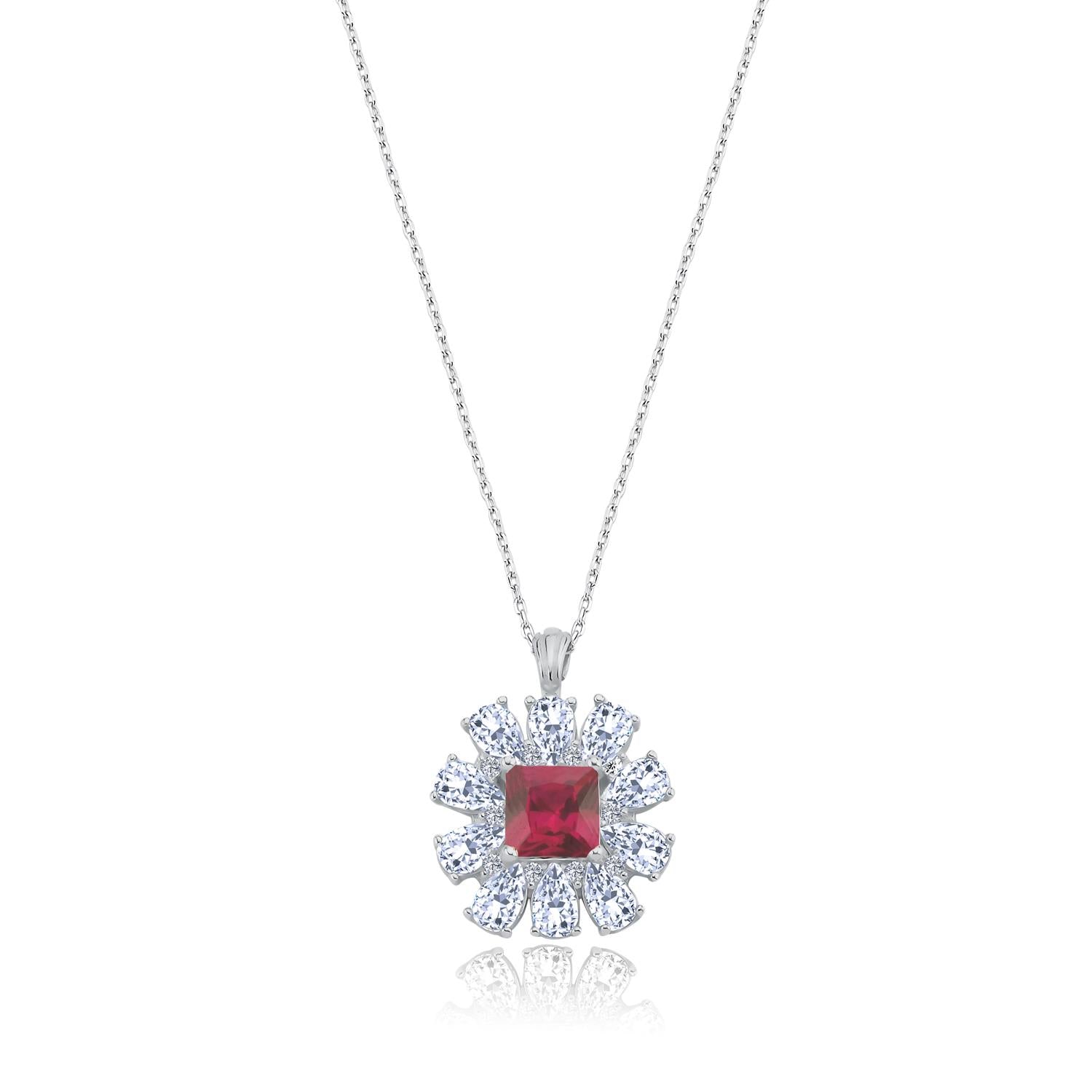 Effective Diamond Milano Dream Ruby Stone Silver Necklace