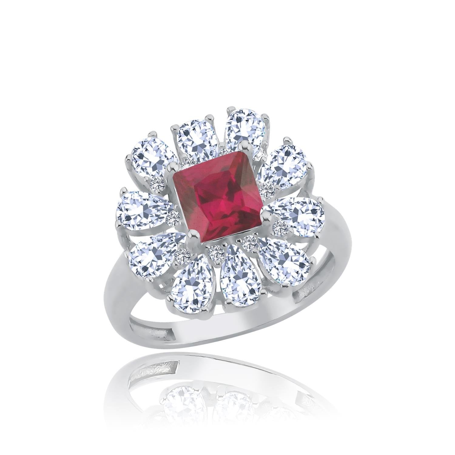 Effective Diamond Milano Dream Ruby Stone Silver Ring