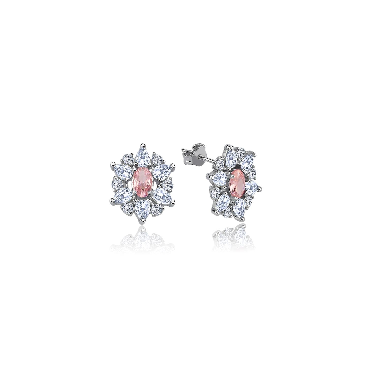 Effective Diamond Paris Sparkle Pink Silver Earrings