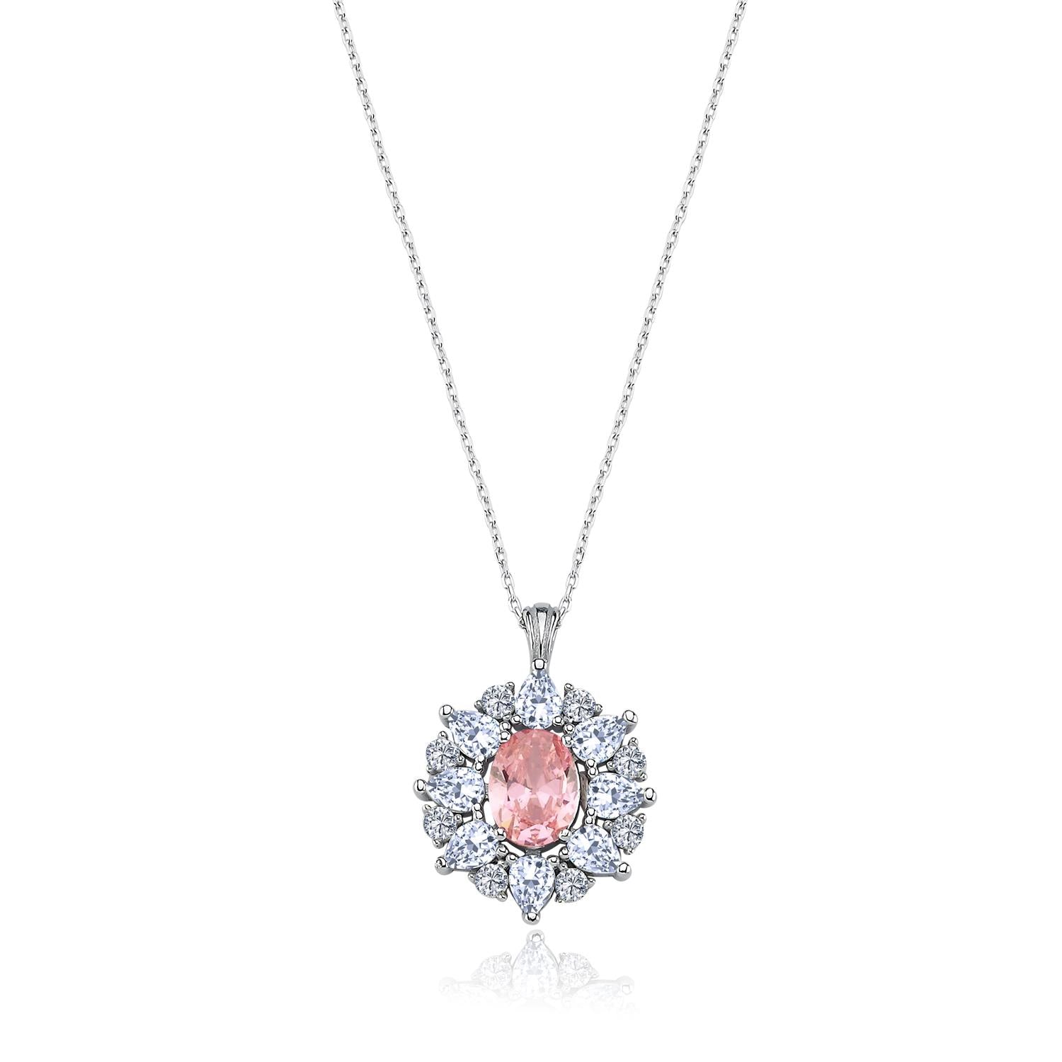 Effective Diamond Paris Sparkling Pink Stone Necklace