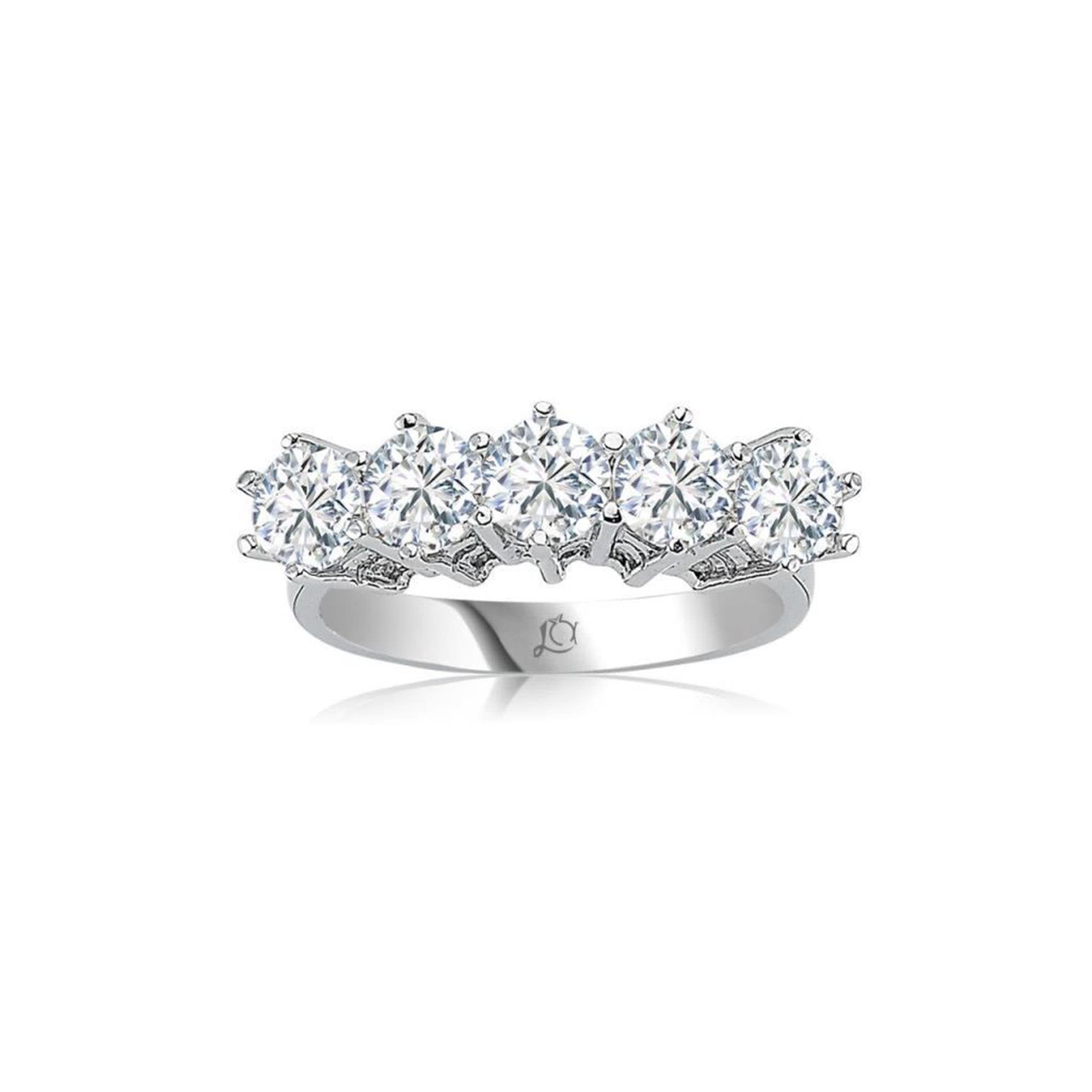 Effective Diamond Princess Crown Five Stone Ring