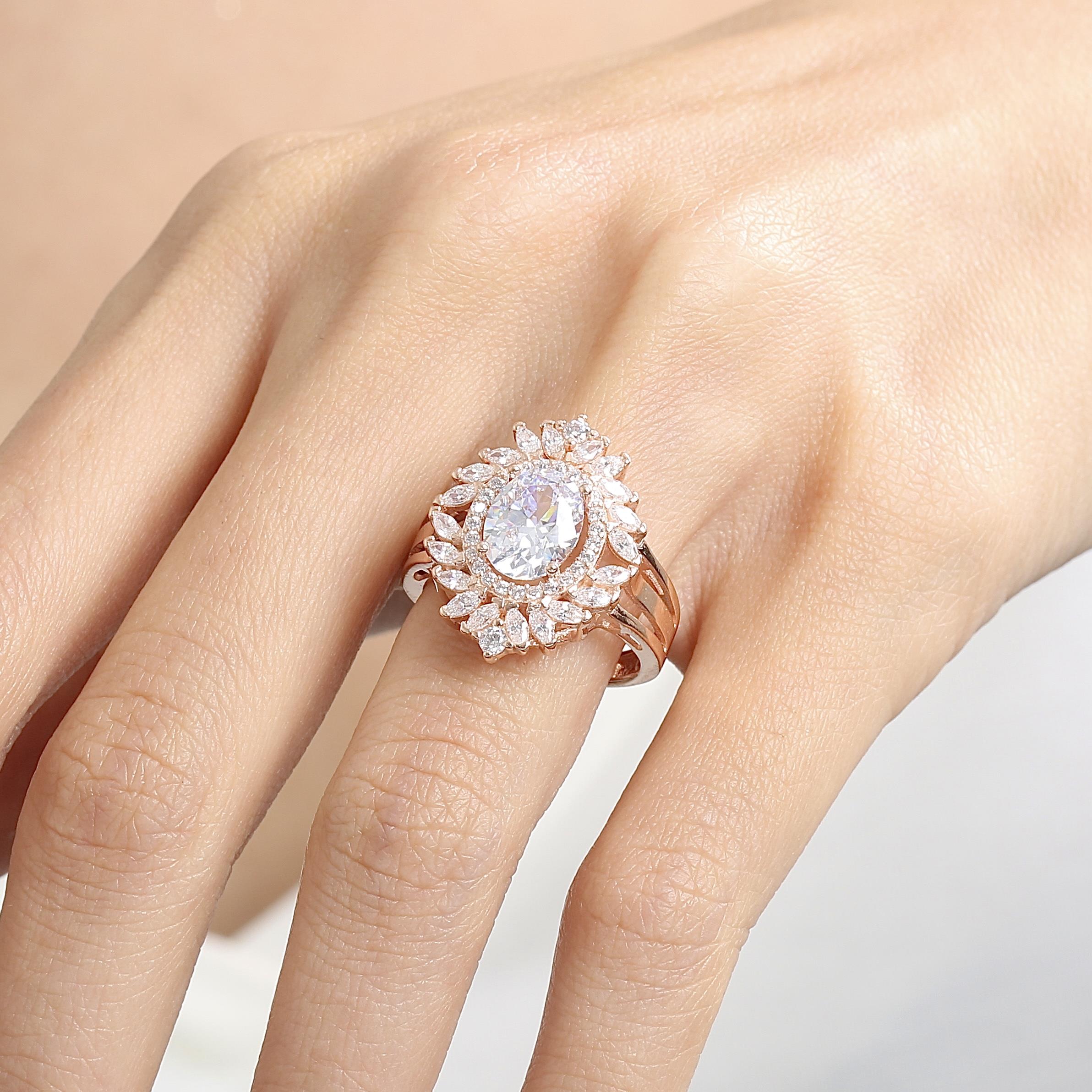 Effective Diamond Venice Dance Sparkling Rose Gold Ring