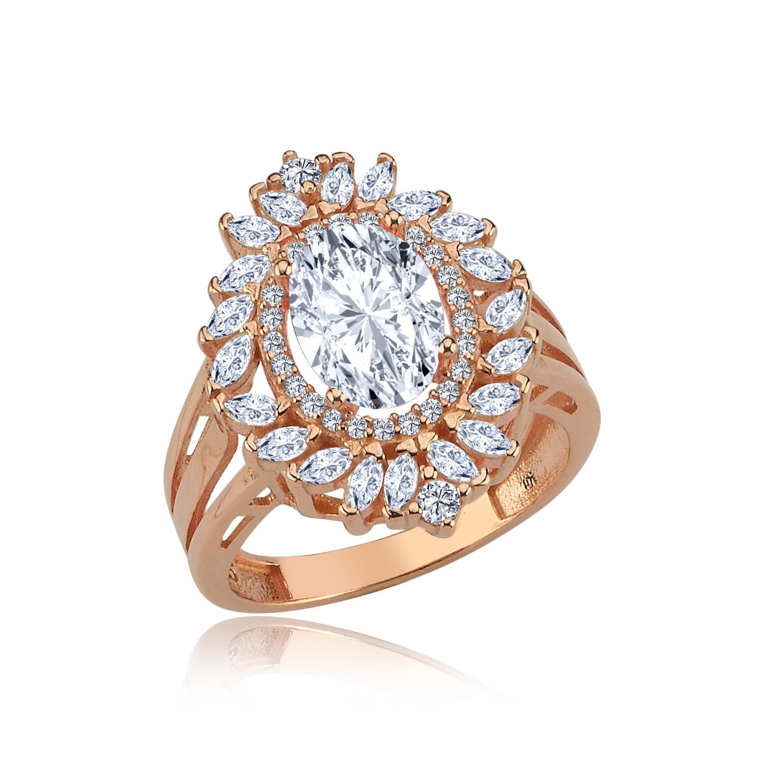 Effective Diamond Venice Dance Sparkling Rose Gold Ring