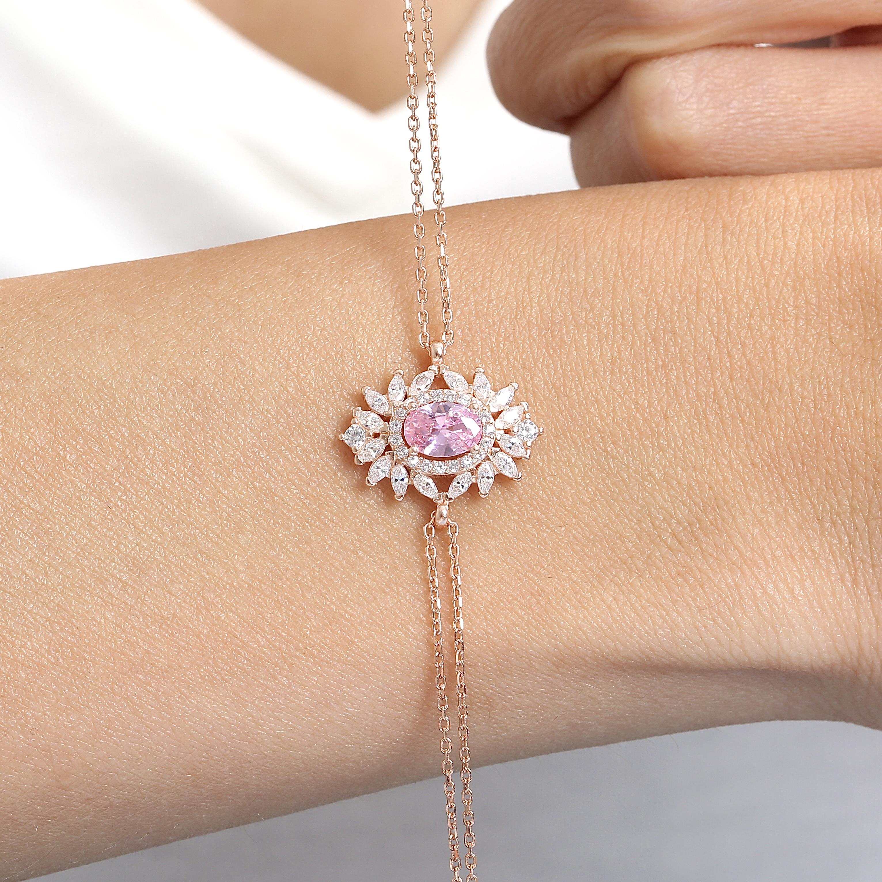 Effective Diamond Venice Dance Pink Stone Bracelet