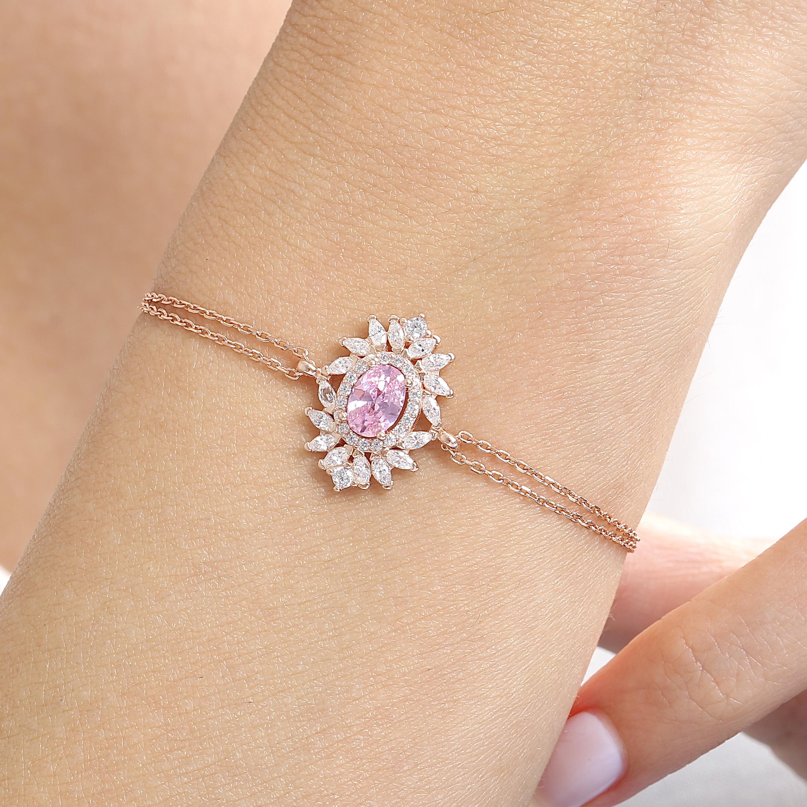 Effective Diamond Venice Dance Pink Stone Bracelet