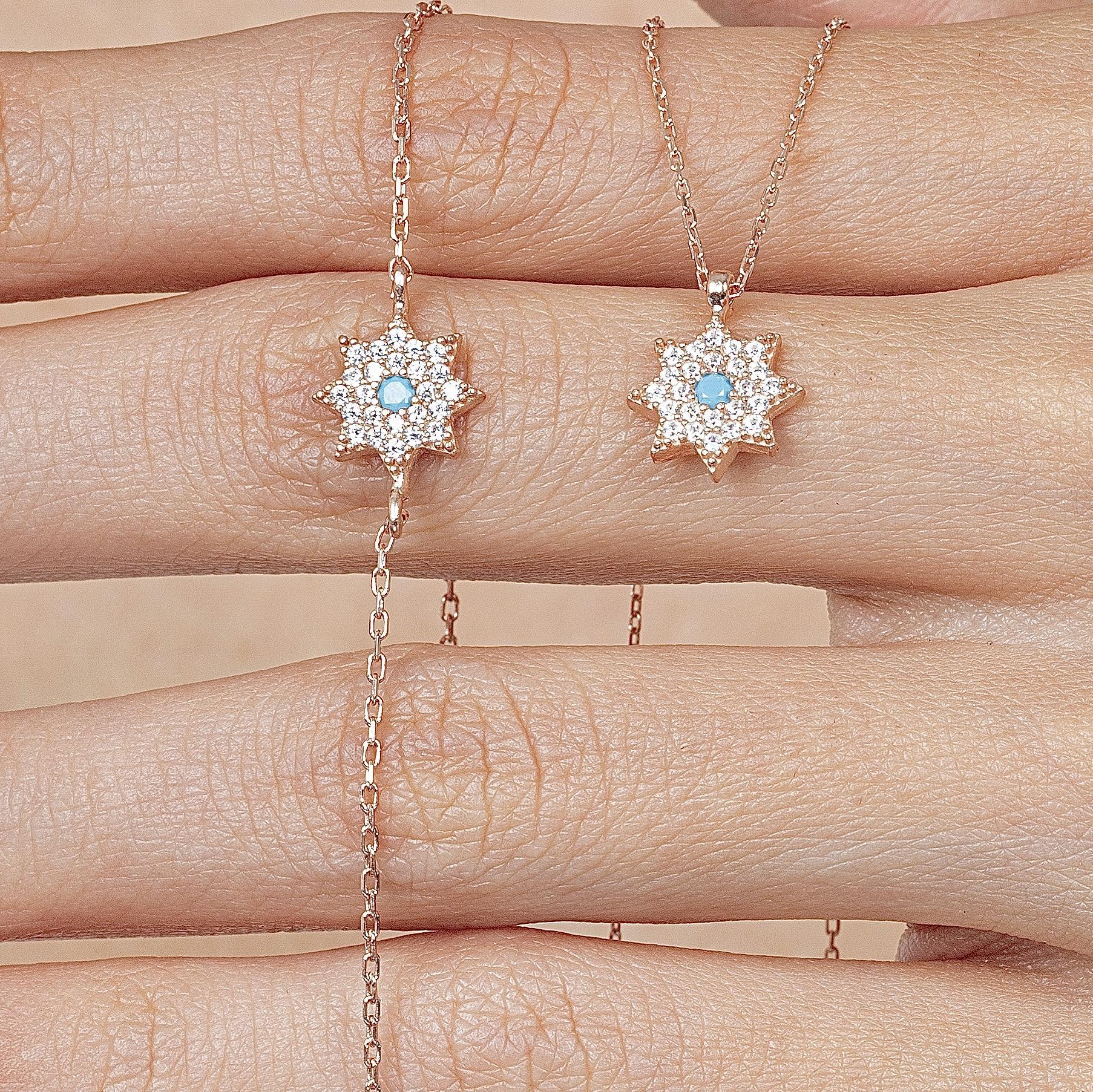 Turquoise Detail Burst Rose Gold Duo Set