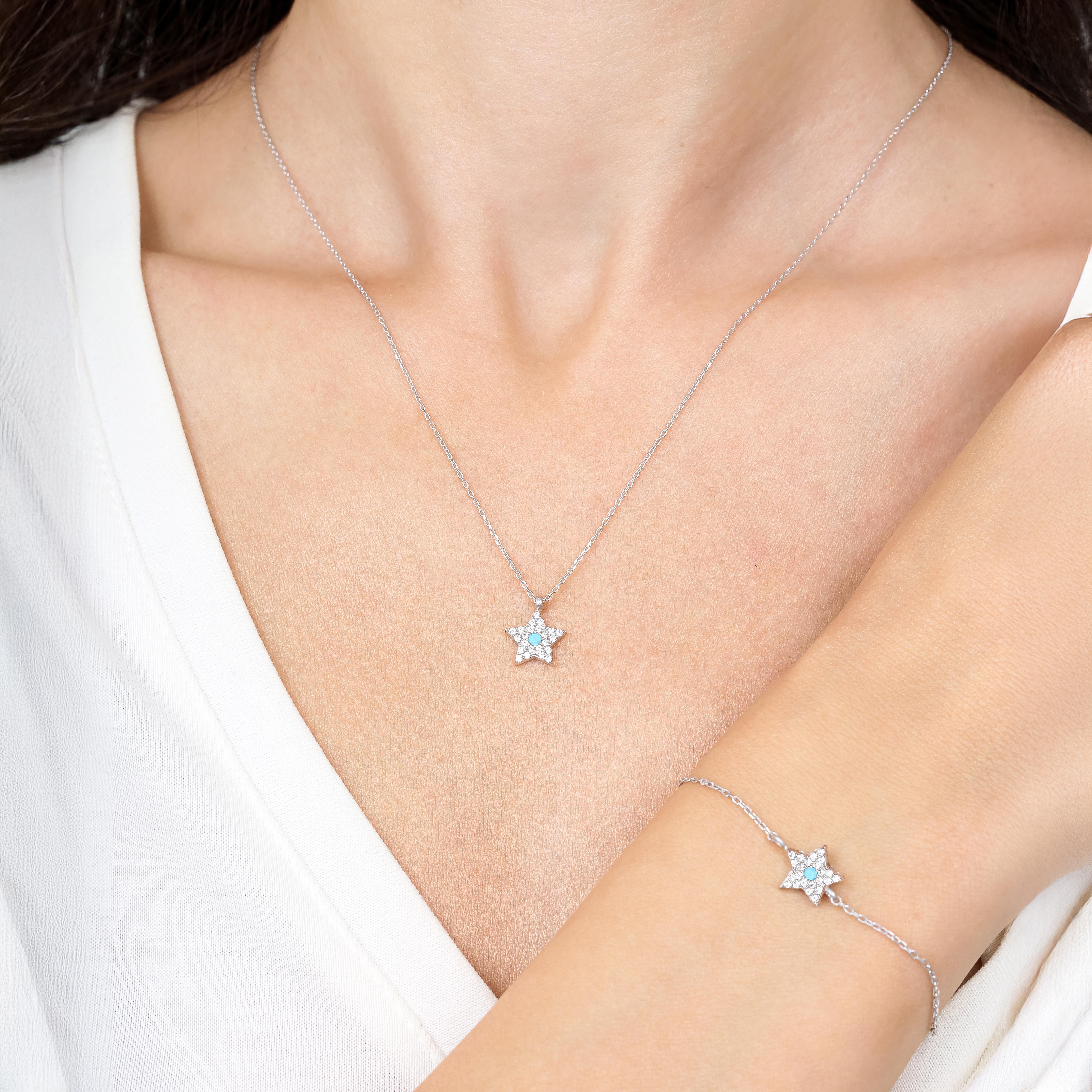 Turquoise Detail Star Silver Double Set