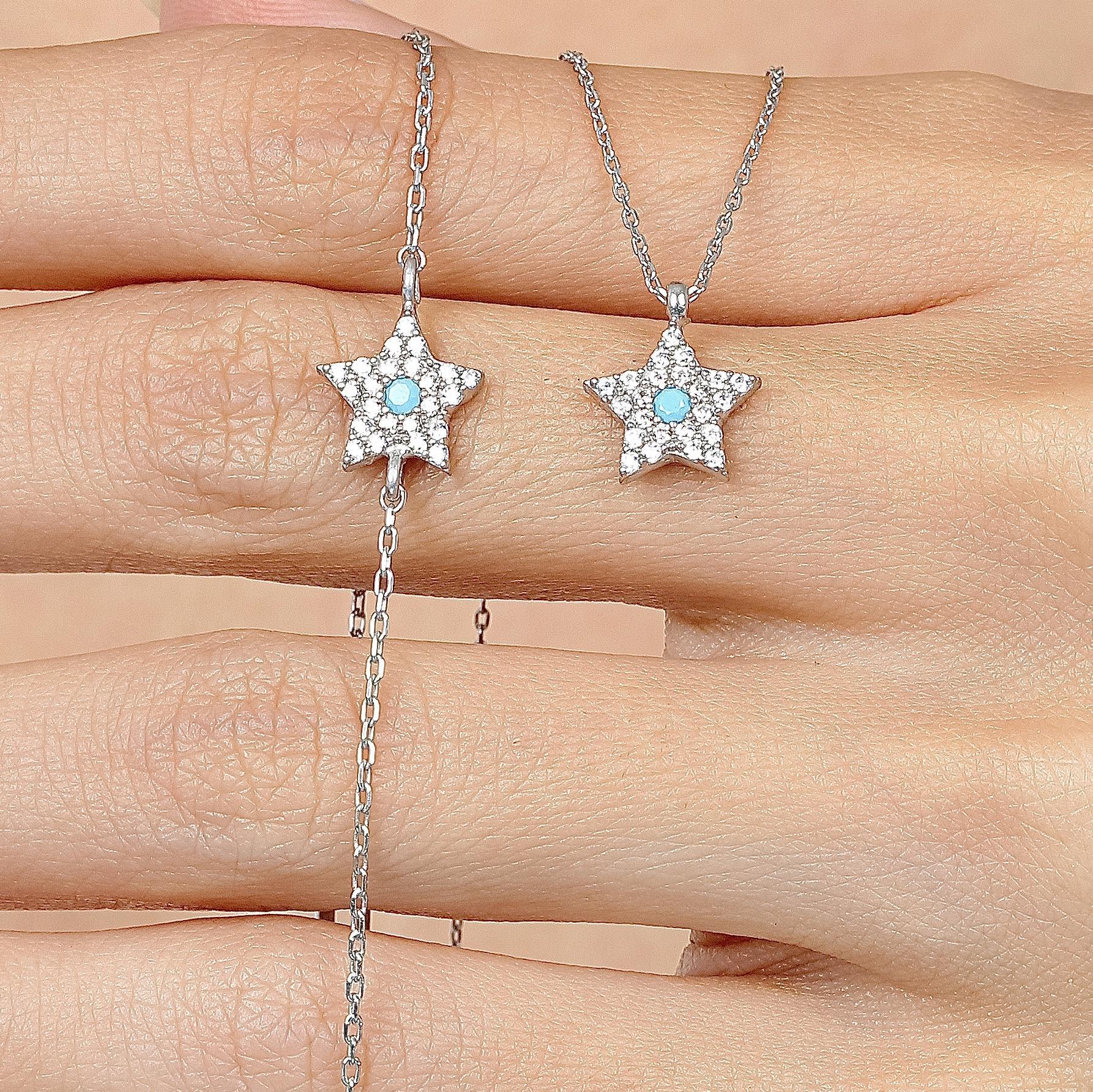 Turquoise Detail Star Silver Double Set