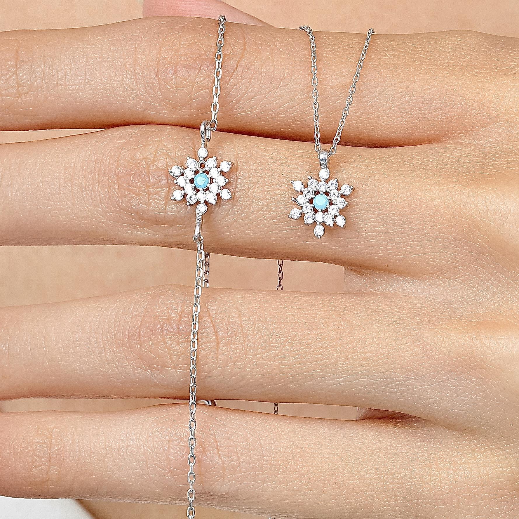 Turquoise Detail Snowflake Silver Duo Set