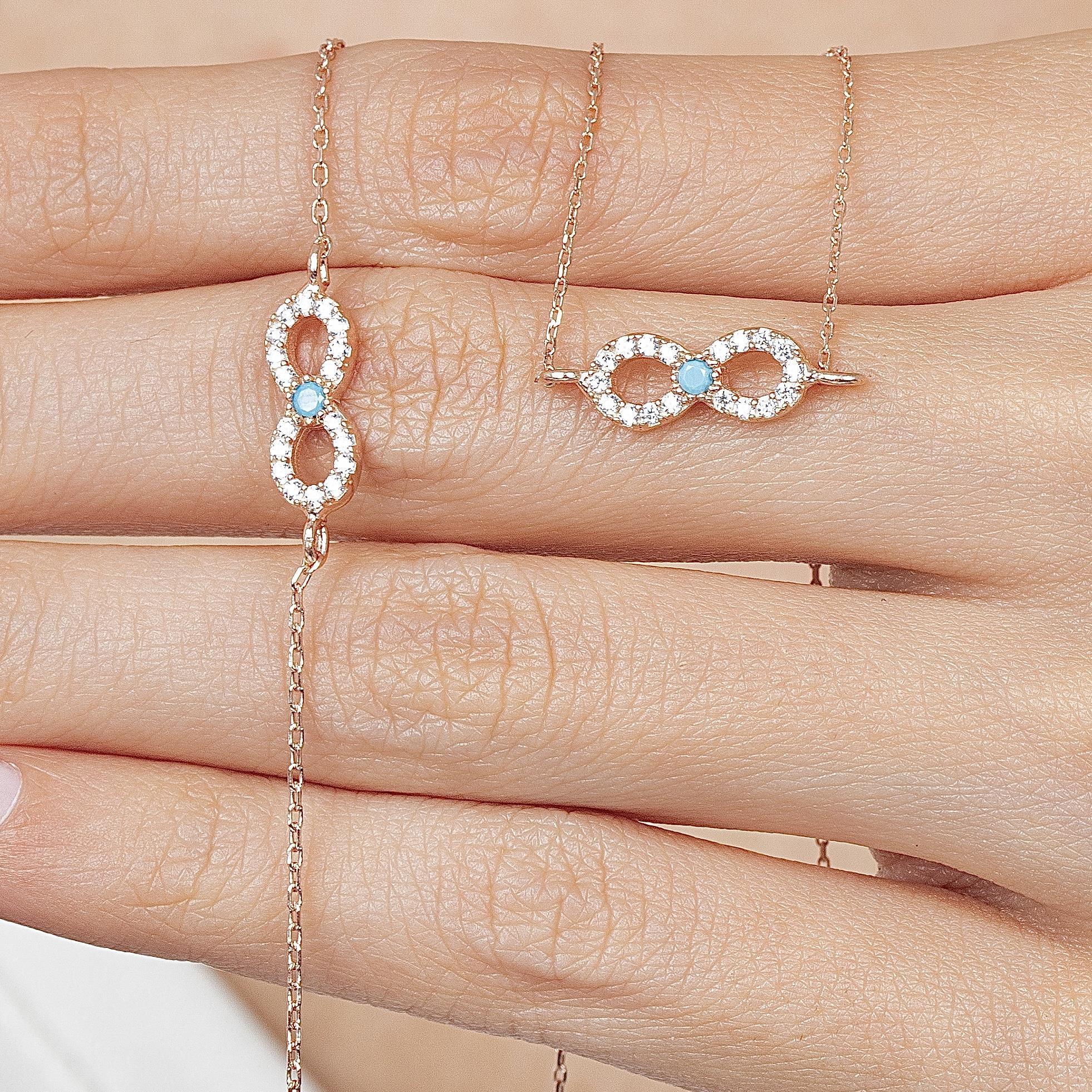 Turquoise Details Infinity Rose Gold Duo Set