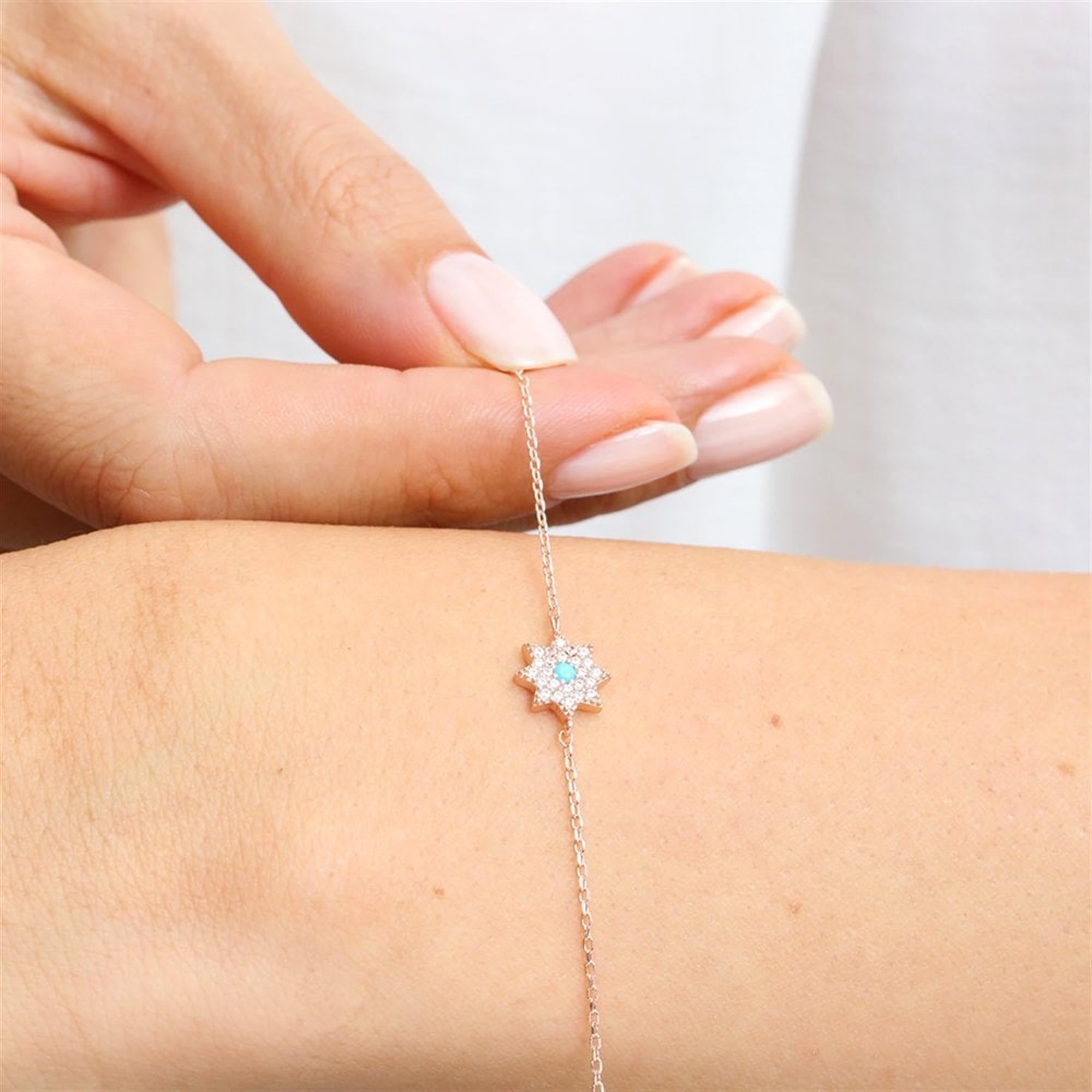 Turquoise Starburst Rose Gold Bracelet